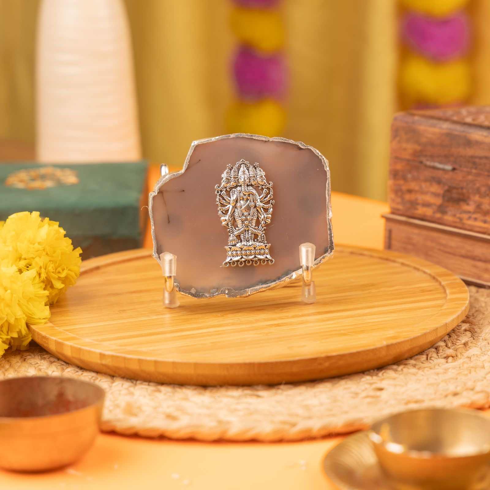 Sillver-Plated Agate Laxmi-Ganesha Collection