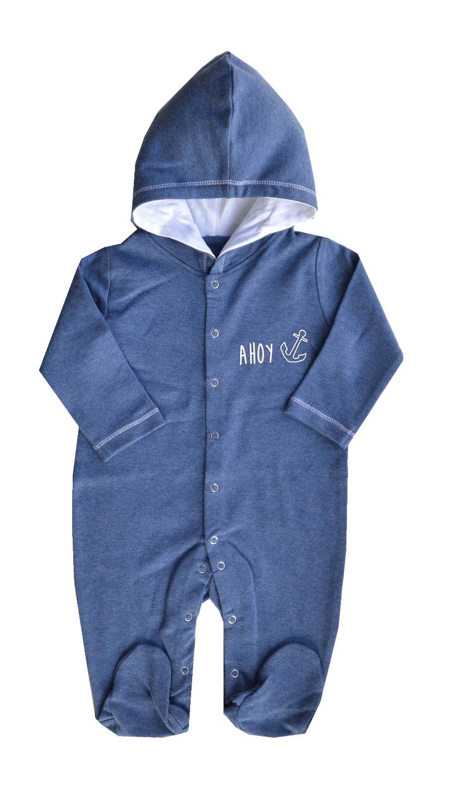 Baby's Full Sleeper/Romper with Feet & Hood,Color-Blue