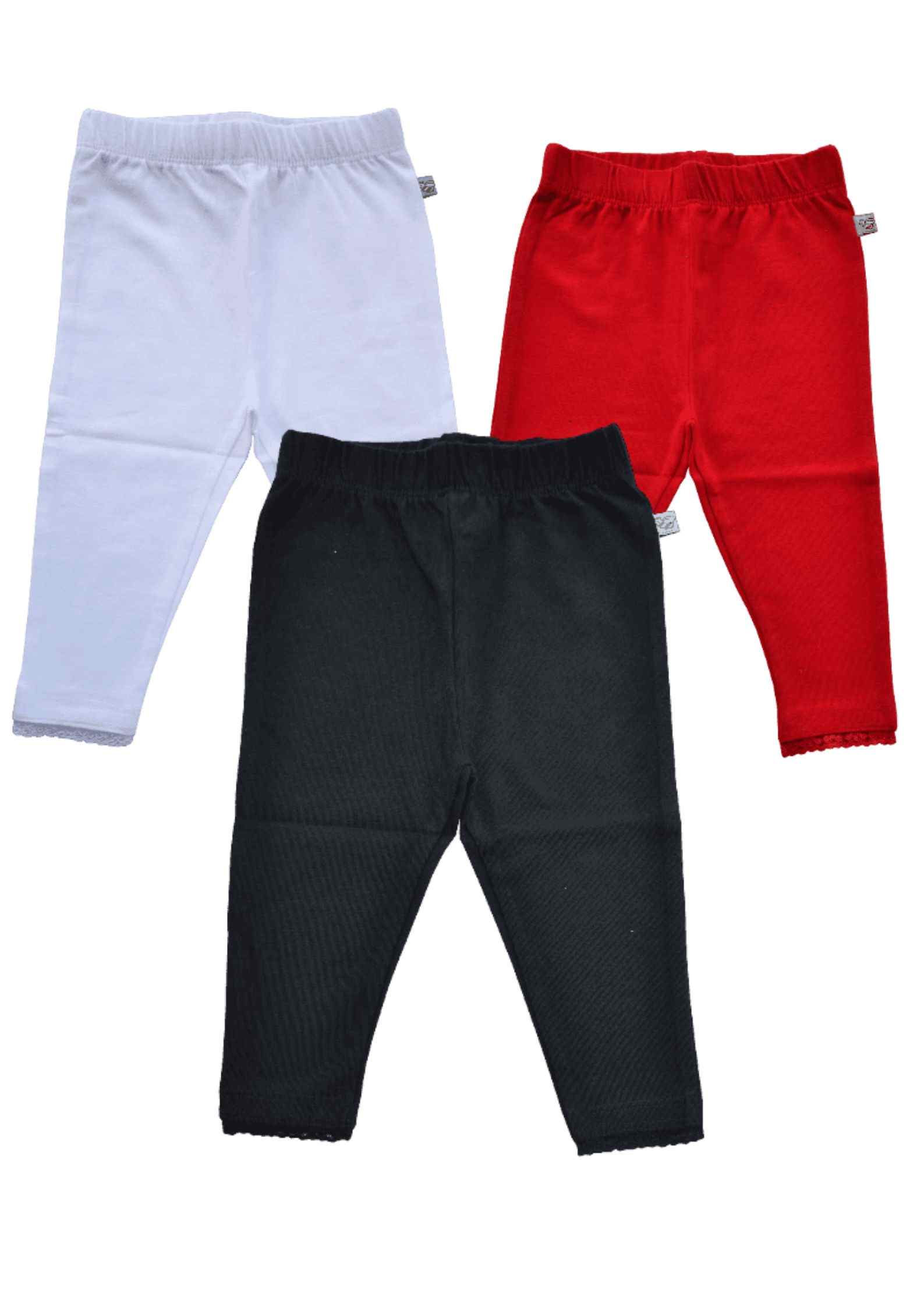 Baby Girls 3pc Combo Leggings (Black+White+Red)