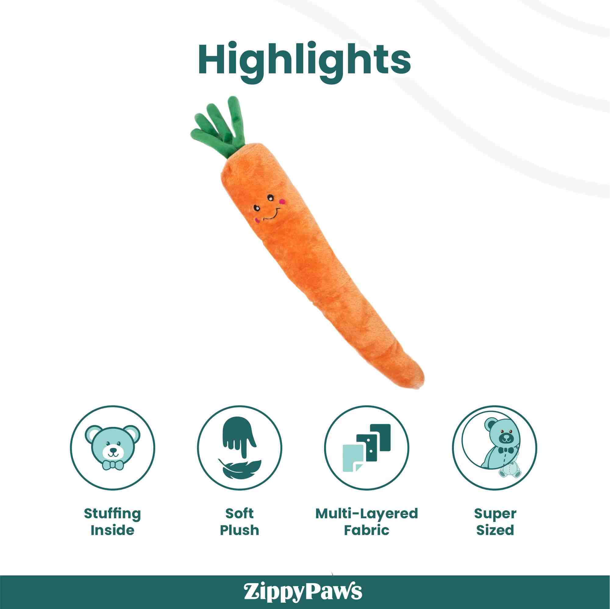 ZippyPaws Jigglerz Carrot Dog Toys