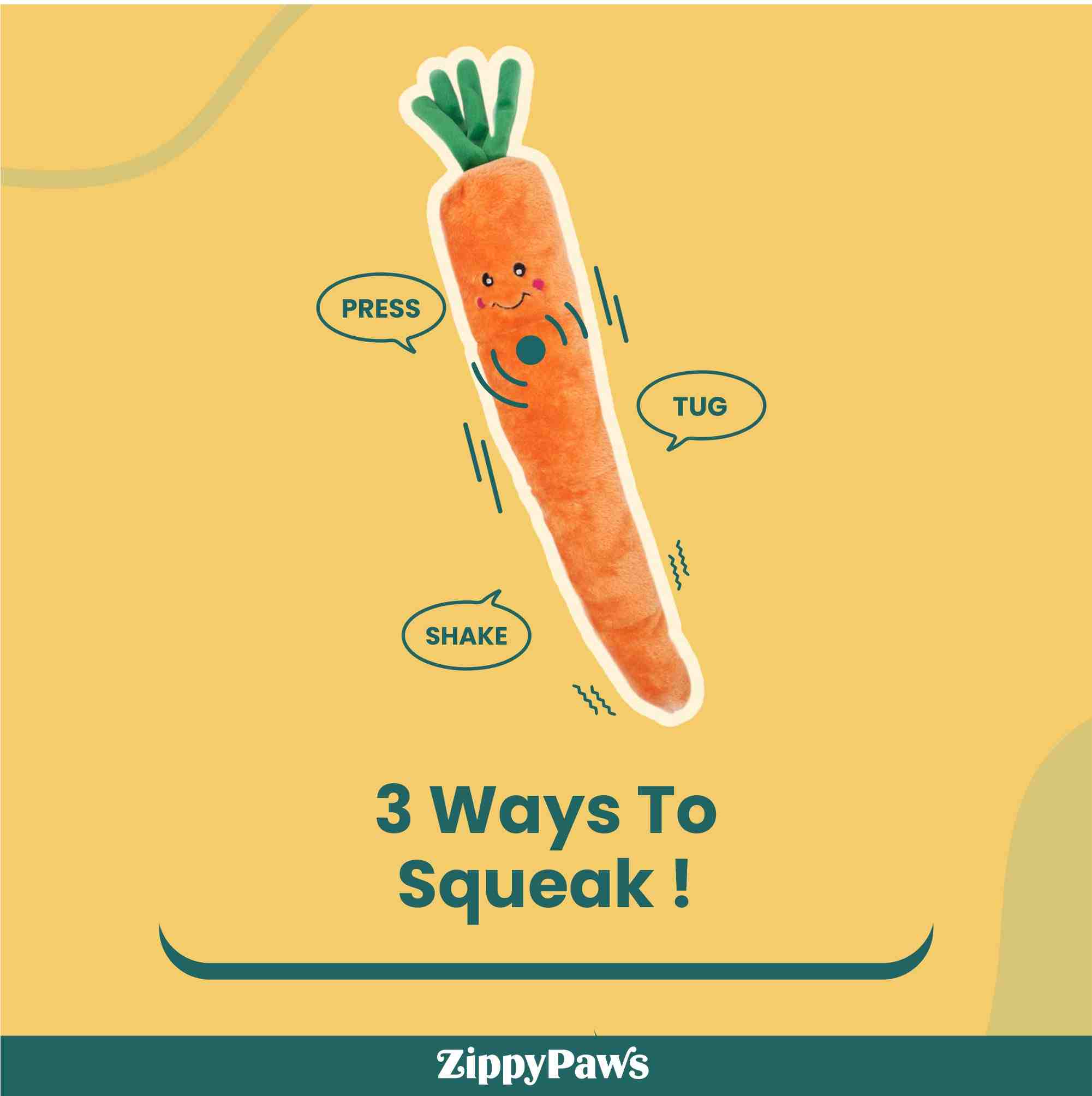 ZippyPaws Jigglerz Carrot Dog Toys