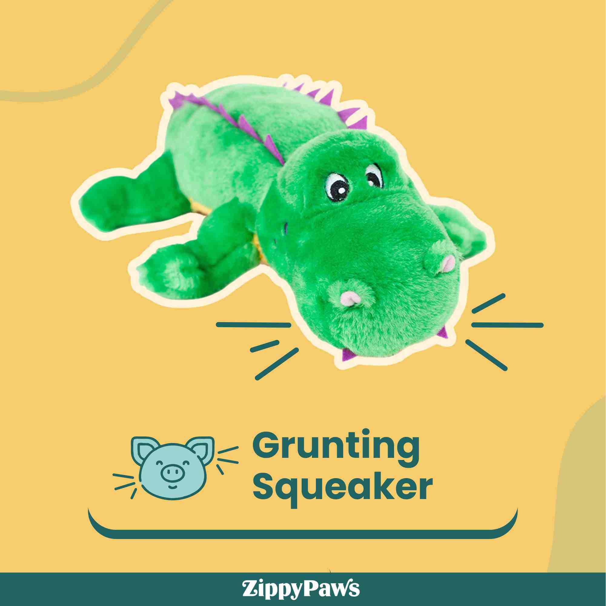 ZippyPaws Grunterz Alvin the Alligator Dog Toy (Green)