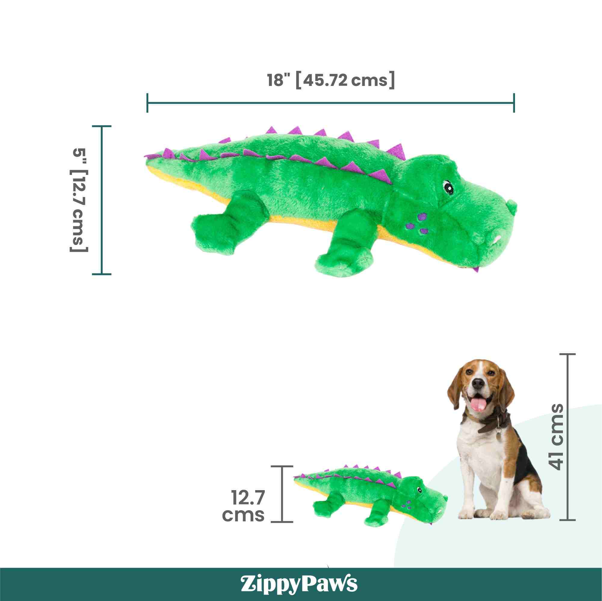 ZippyPaws Grunterz Alvin the Alligator Dog Toy (Green)