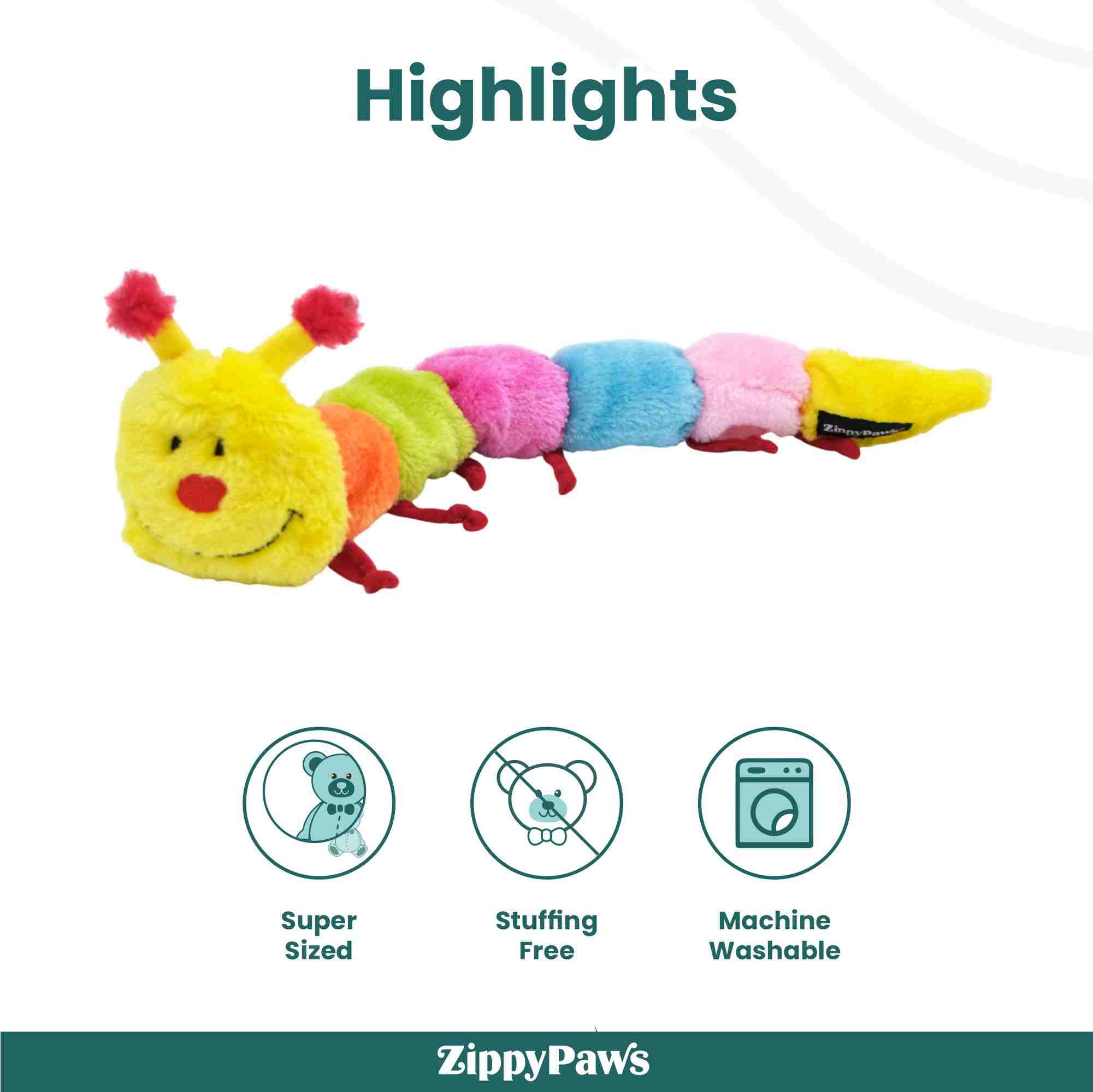 ZippyPaws Zippy Caterpillar Dog Toys - Large