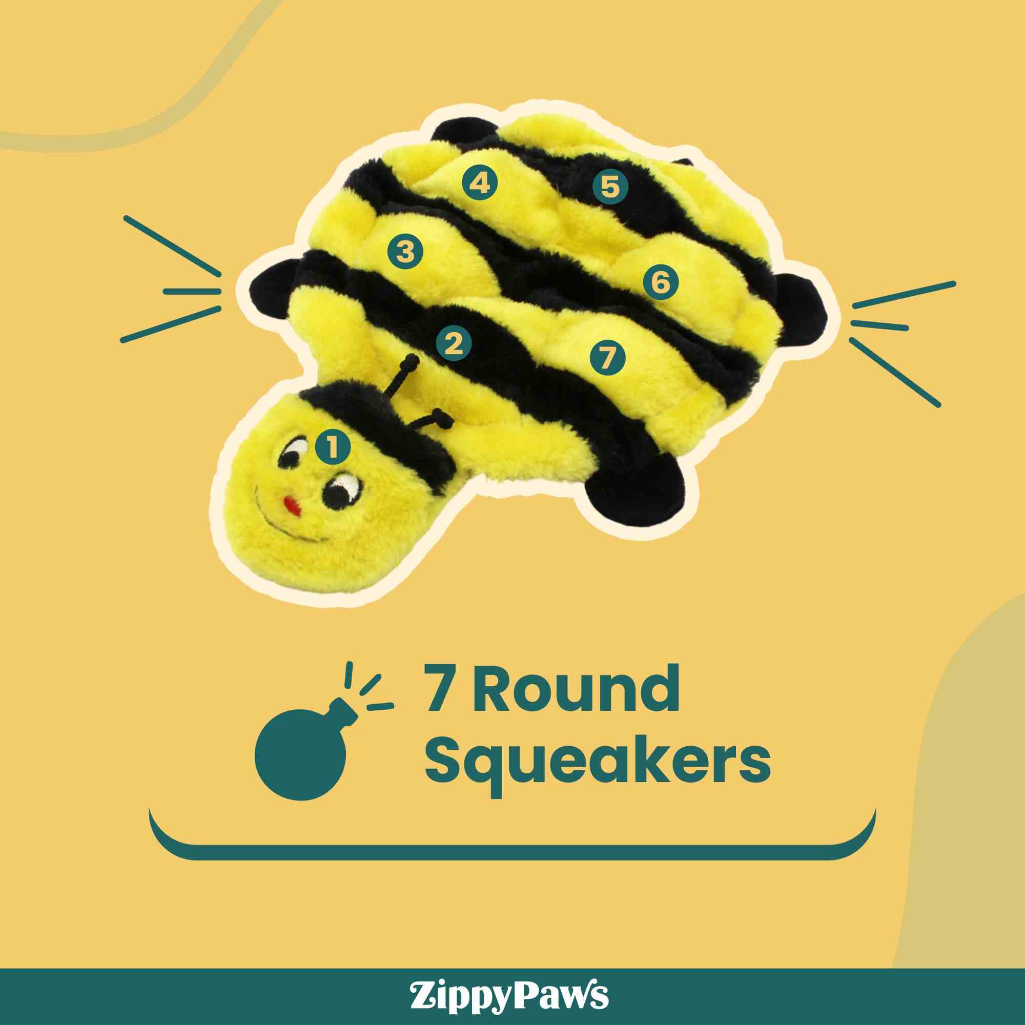 ZippyPaws Squeakie Crawler Bertie the Bee Toy for Dogs