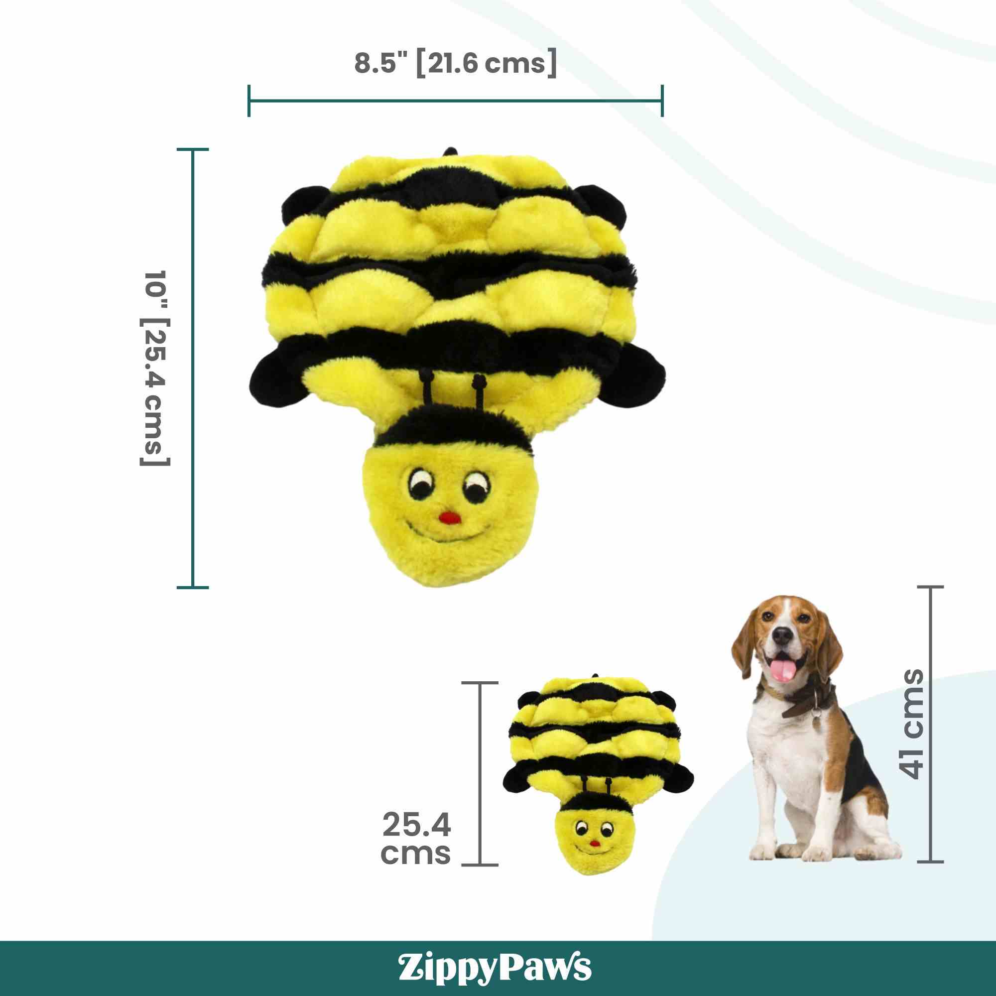 ZippyPaws Squeakie Crawler Bertie the Bee Toy for Dogs