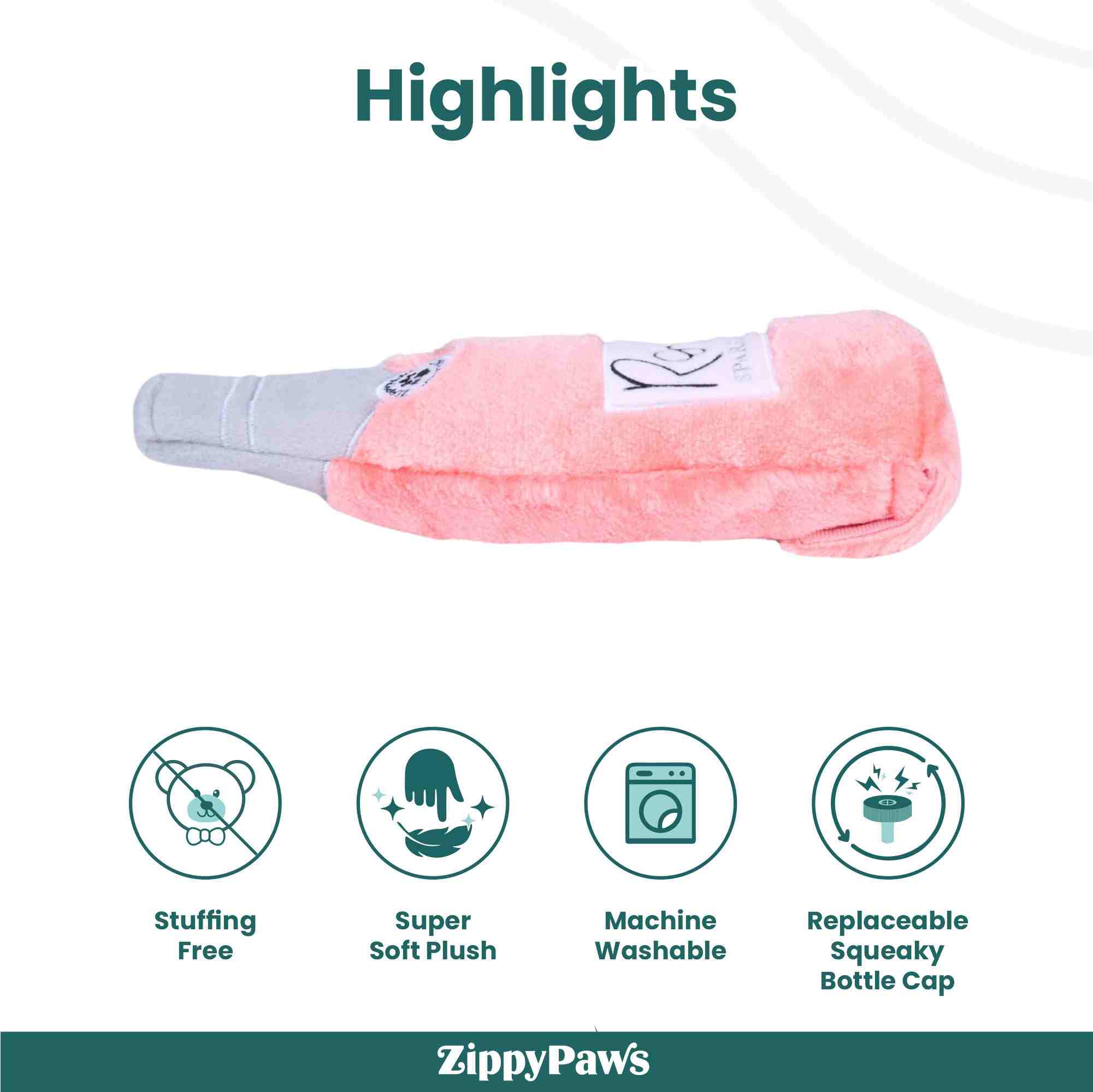 Zippy Paws Happy Hour Crusherz Dog Toys (Rose)