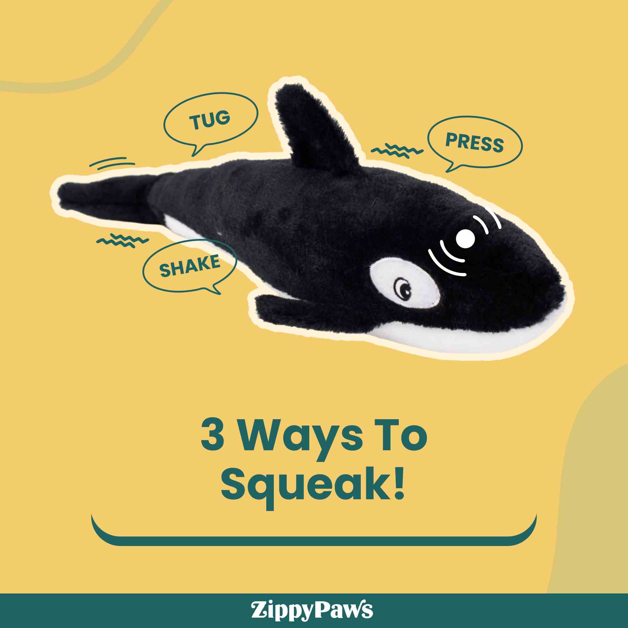 ZippyPaws Jigglerz Killer Whale Toy for Dogs
