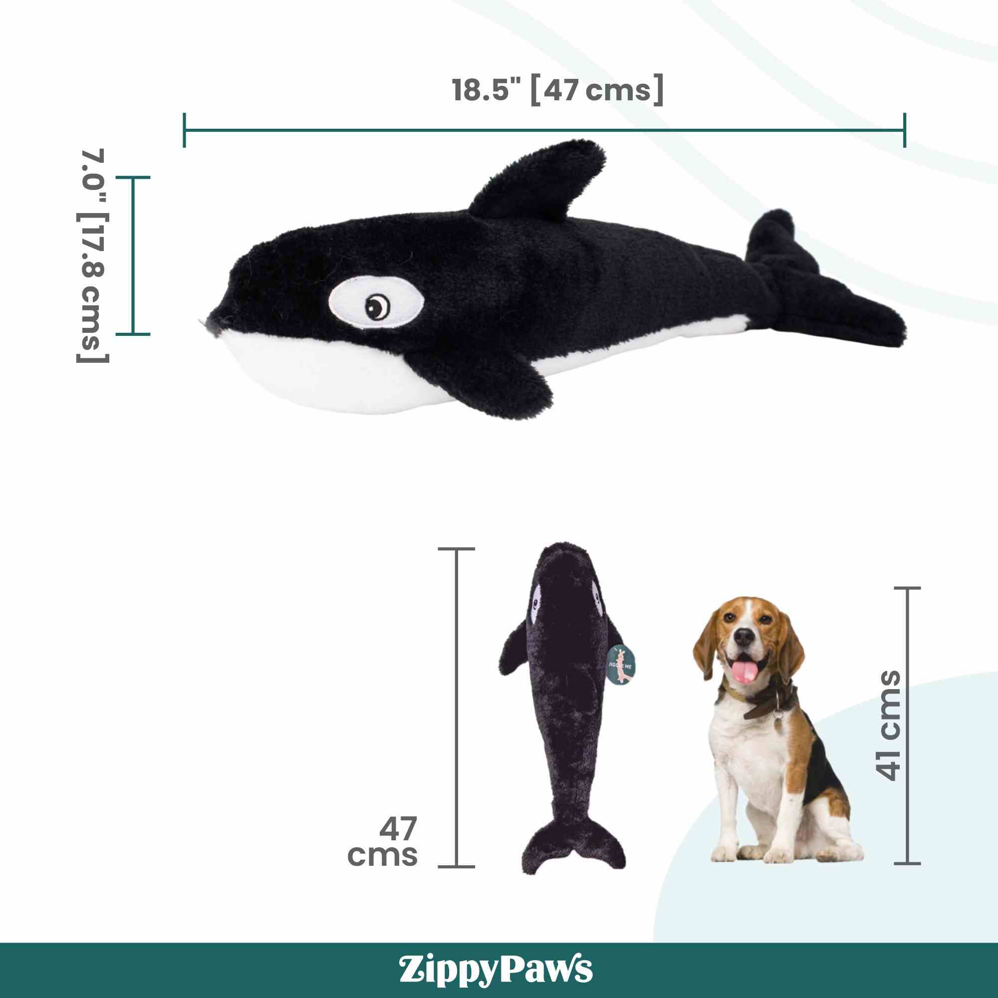 ZippyPaws Jigglerz Killer Whale Toy for Dogs
