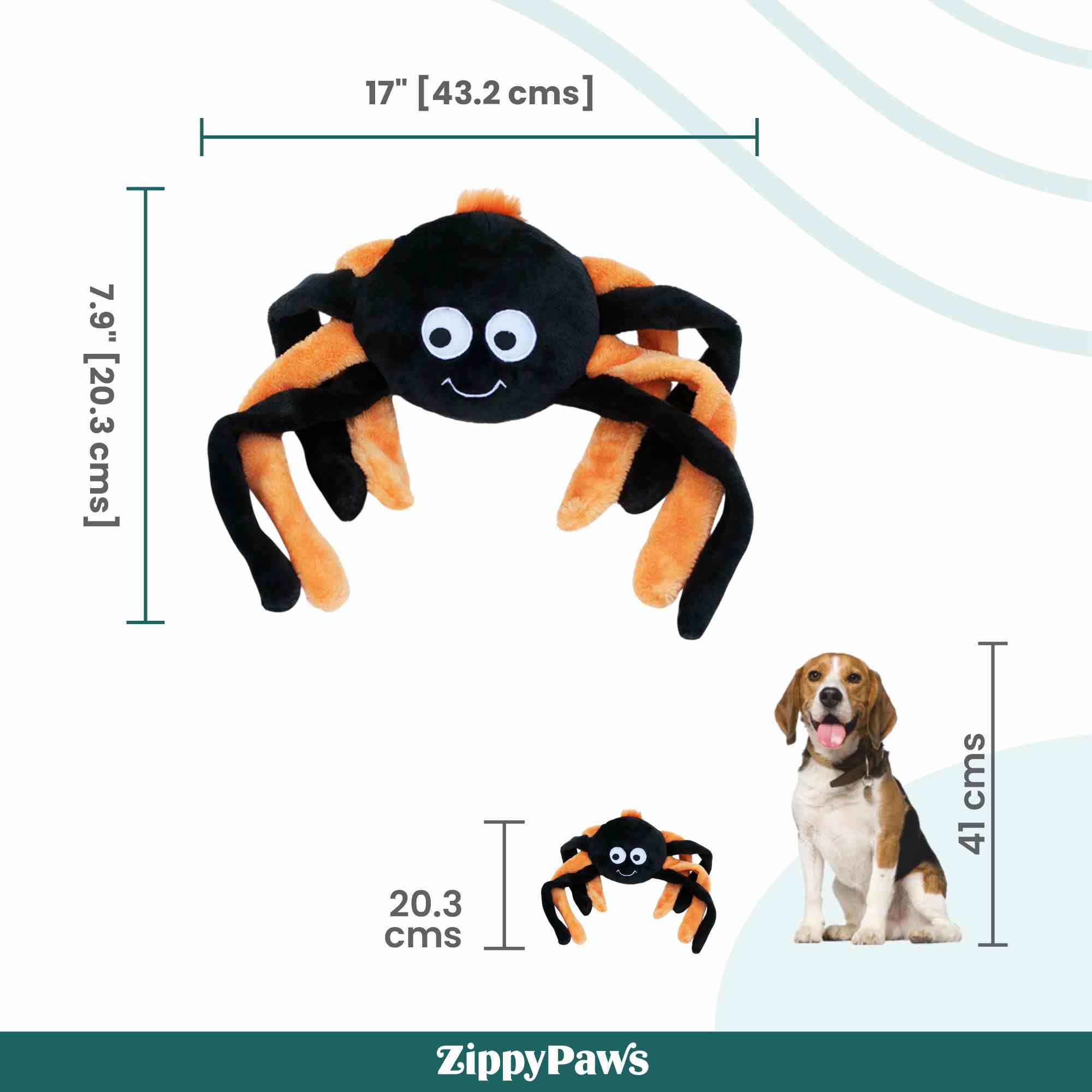 ZippyPaws Halloween Grunterz Spider Dog Toys (Orange)