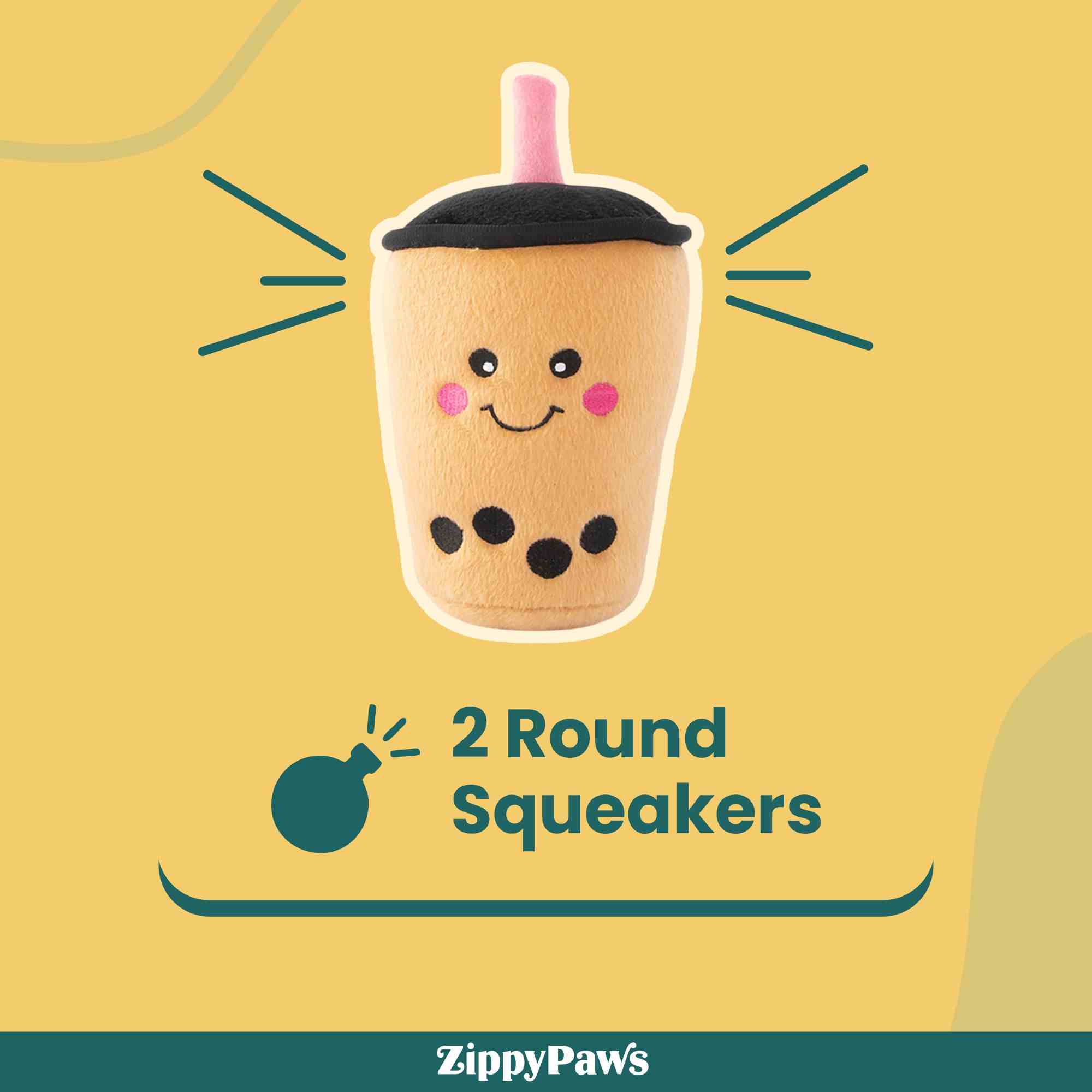 ZippyPaws NomNomz Boba Milk Tea Plush Toy for Dogs