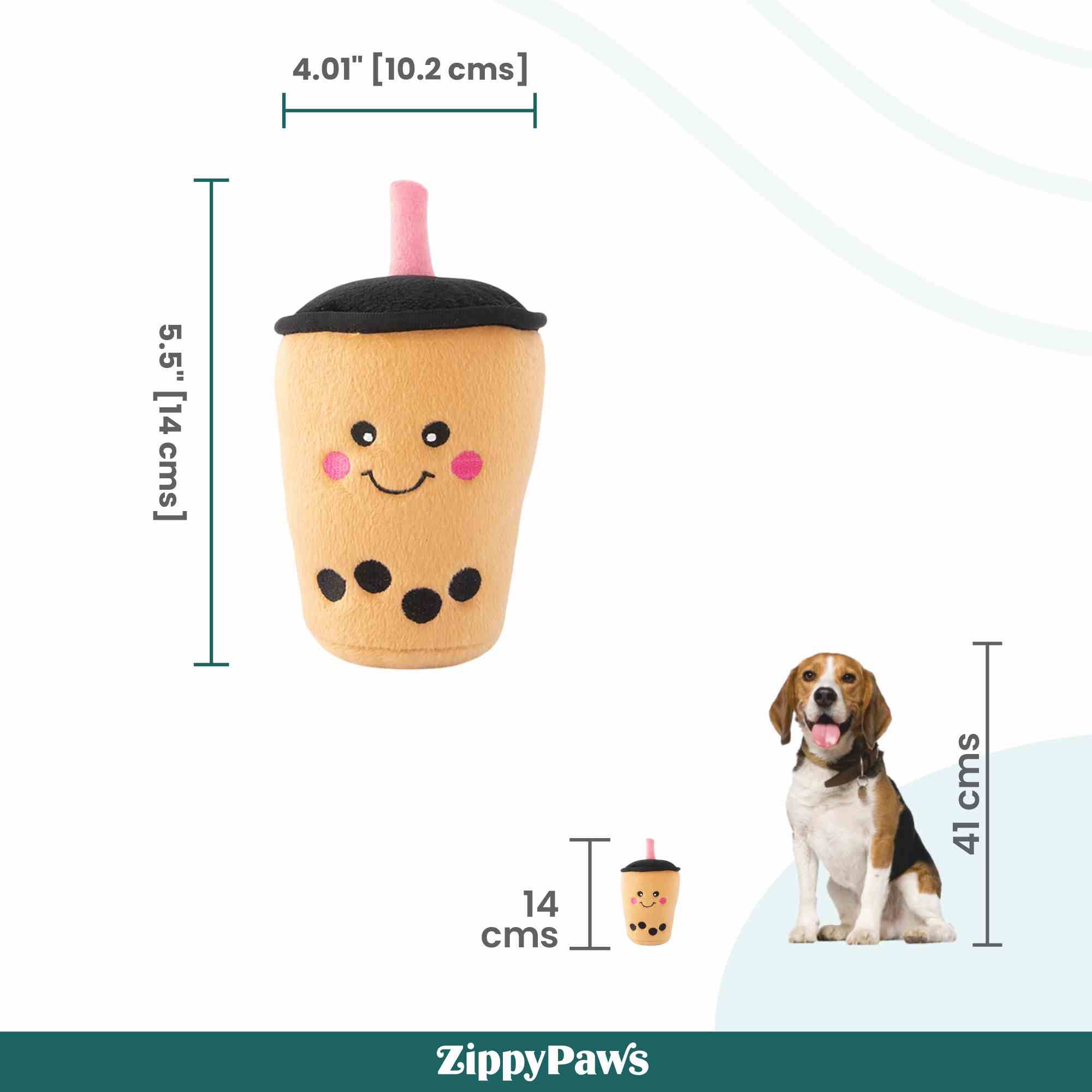 ZippyPaws NomNomz Boba Milk Tea Plush Toy for Dogs