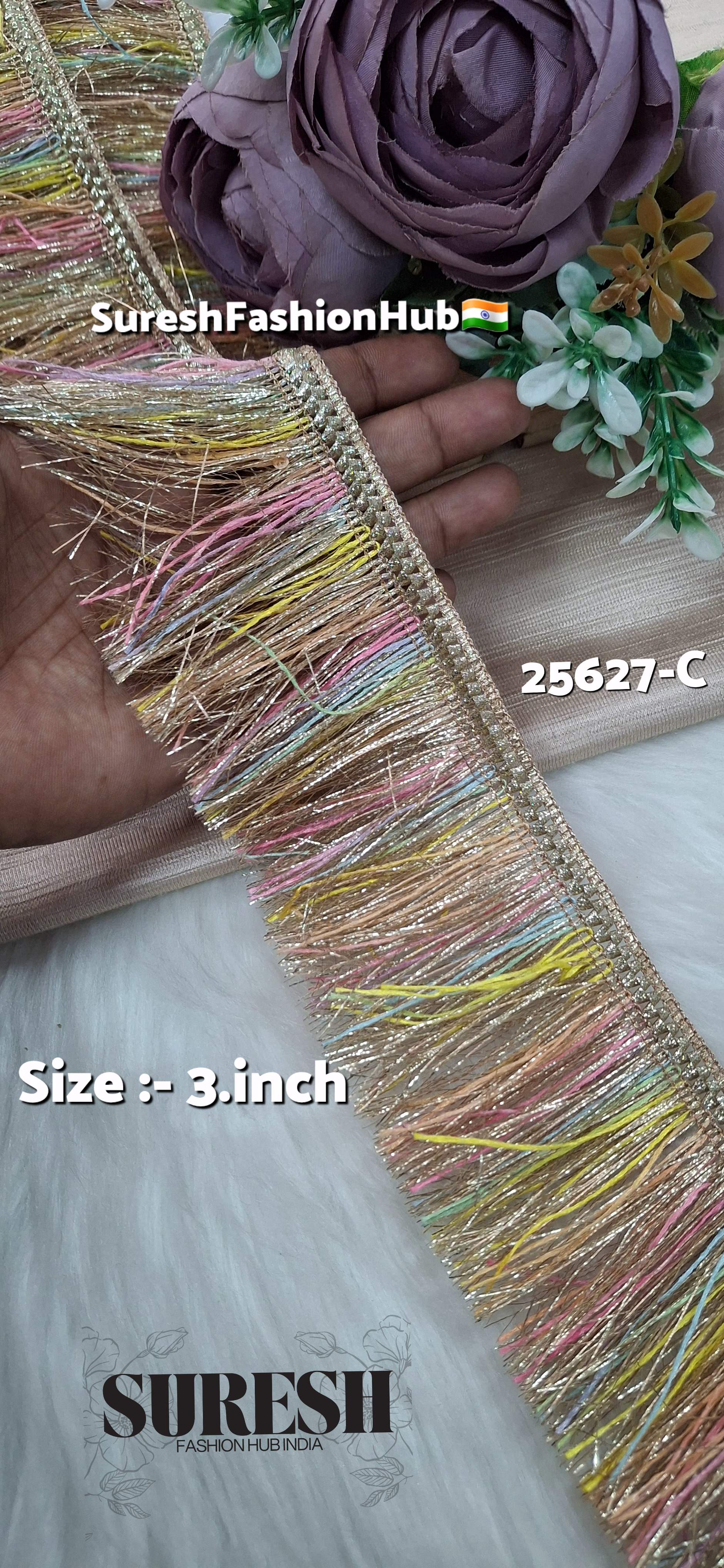 Light Multicolor Badla Fringe Jhalar Lace