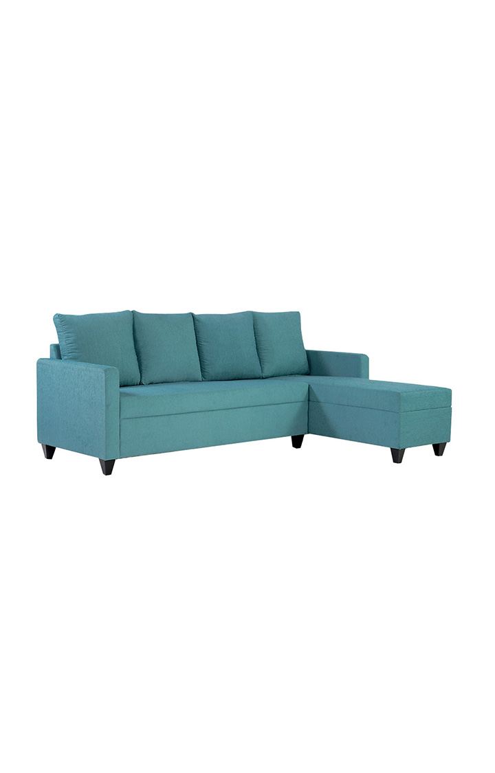 neudot Saya LHS Sectional Sofa for Living Room |6 Person Sofa| Premium Fabric with Cushioned Armrest | 12 Months Warranty| Solid Wood Frame| 6 Seater in Saya Teal Color DIY(Do-It-Yourself)