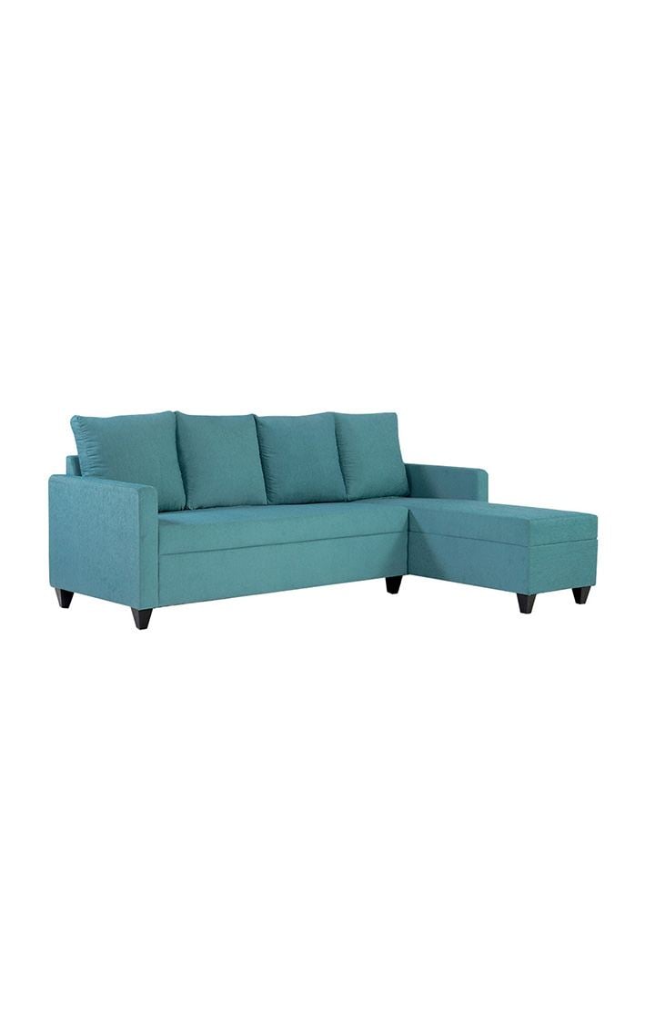 neudot Saya LHS Sectional Sofa for Living Room |6 Person Sofa| Premium Fabric with Cushioned Armrest | 12 Months Warranty| Solid Wood Frame| 6 Seater in Saya Teal Color DIY(Do-It-Yourself)