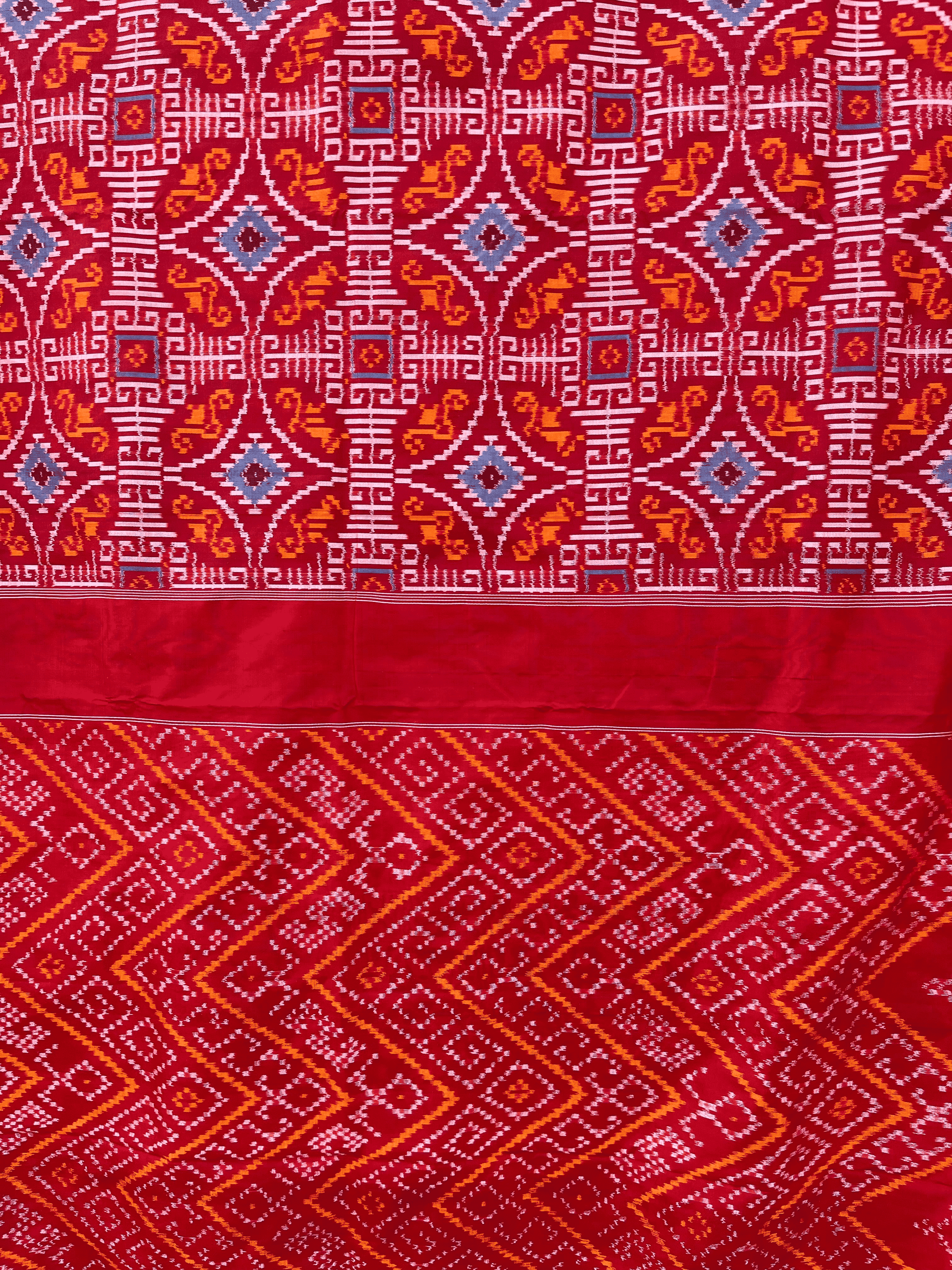 Silk Kolam Red Ikat Saree