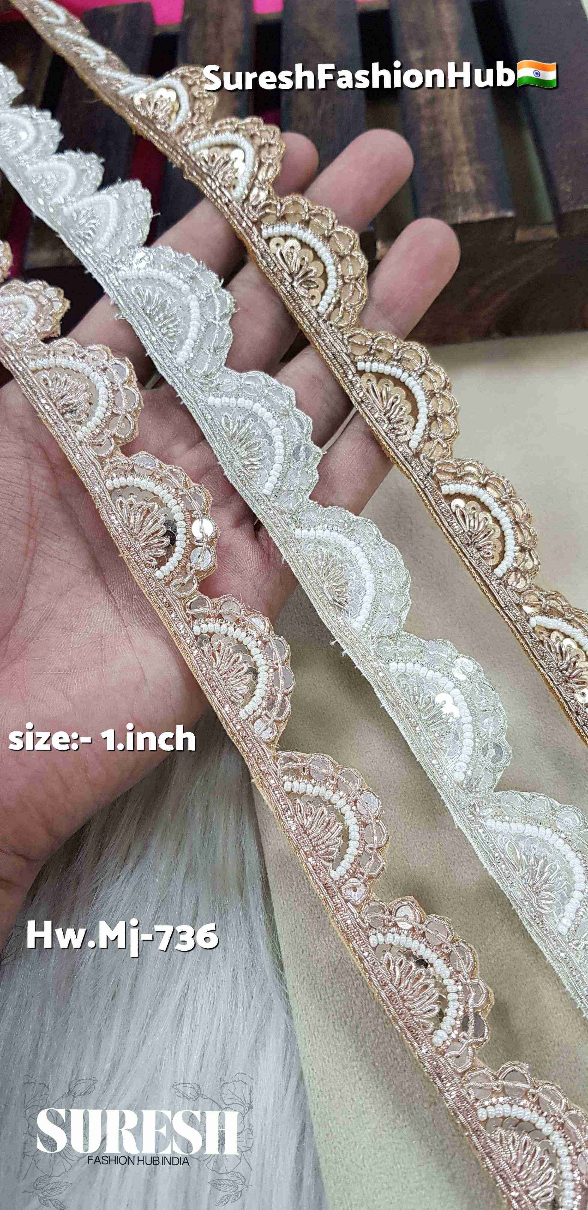 Zardozi One-Side Scalloped Cutwork Lace