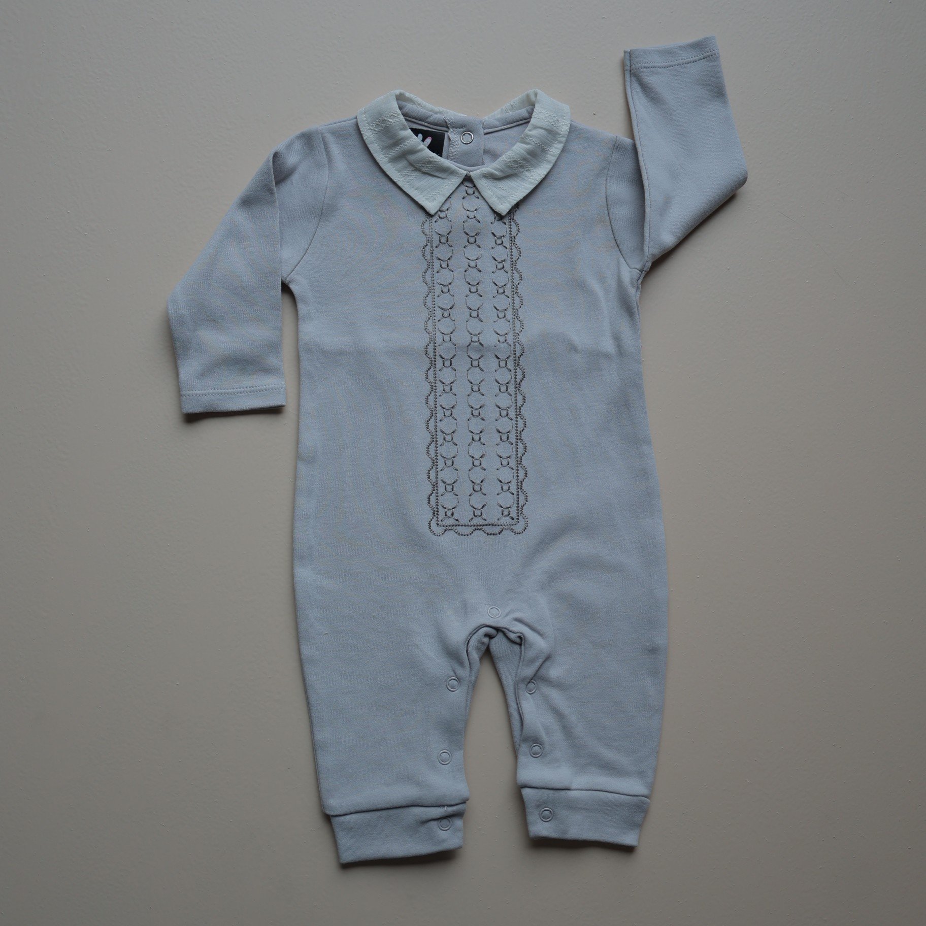 Light Grey Classic Collar Romper