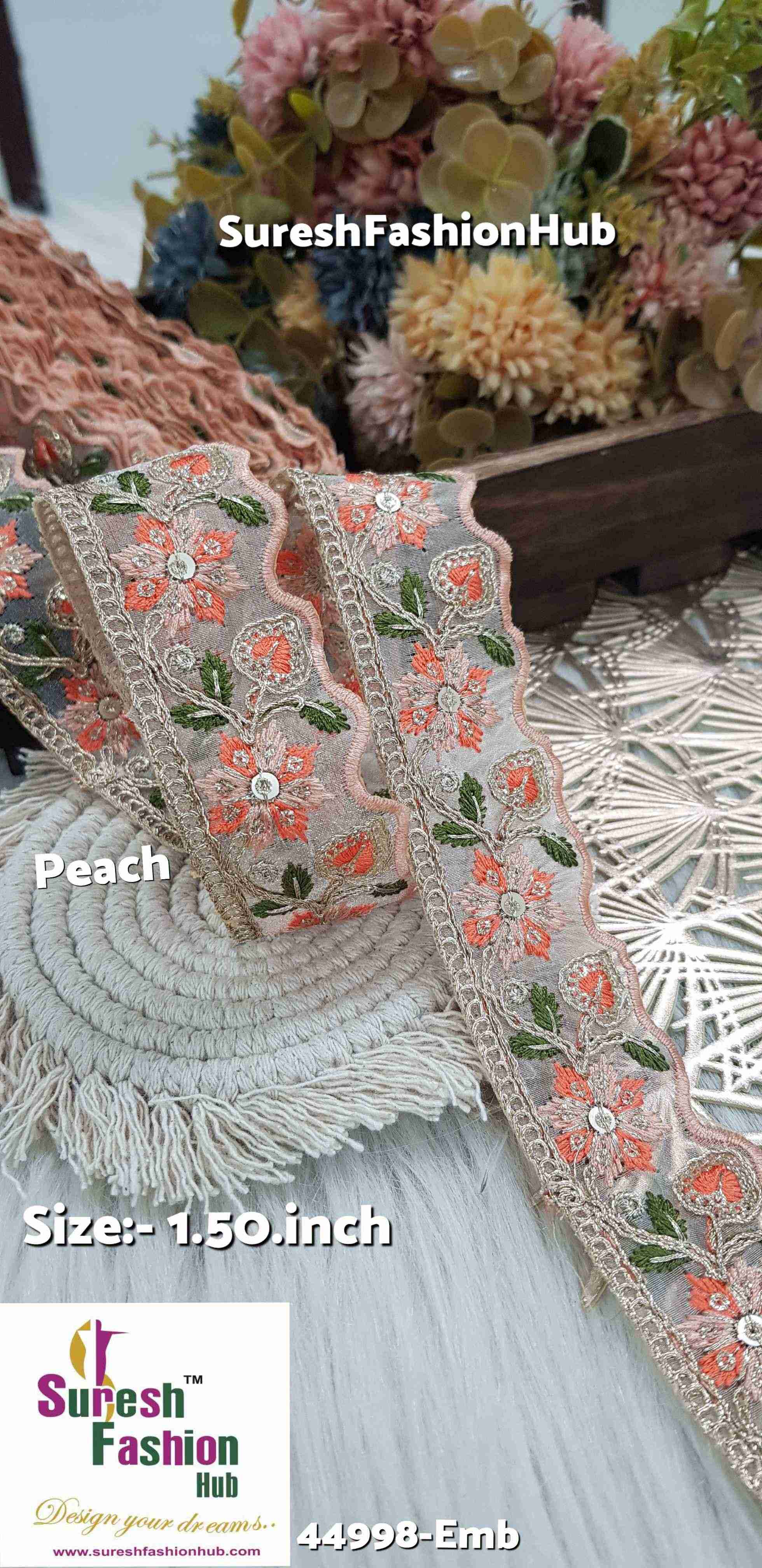 Peach Ballet Blush Embroidery Border