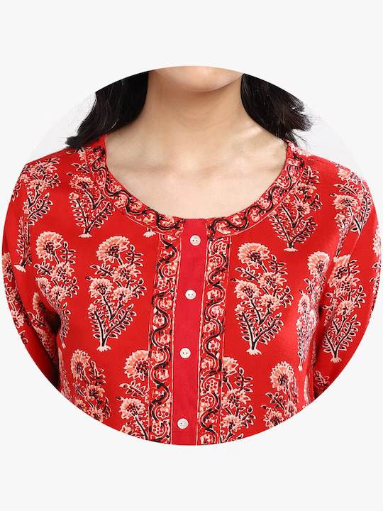 Women Red Printed Kurta with Palazzos