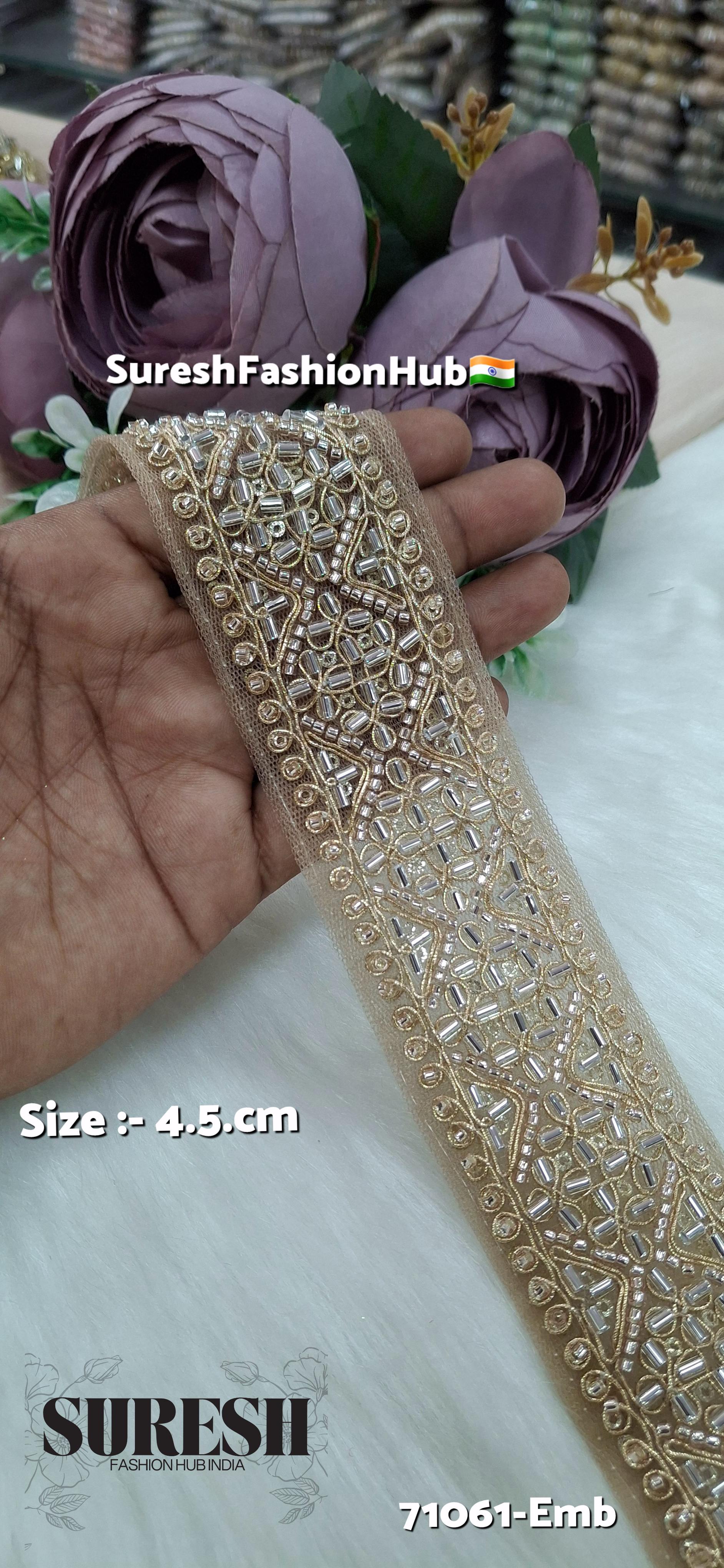 Lightlist Rose Gold Floral Embroidery Border Lace