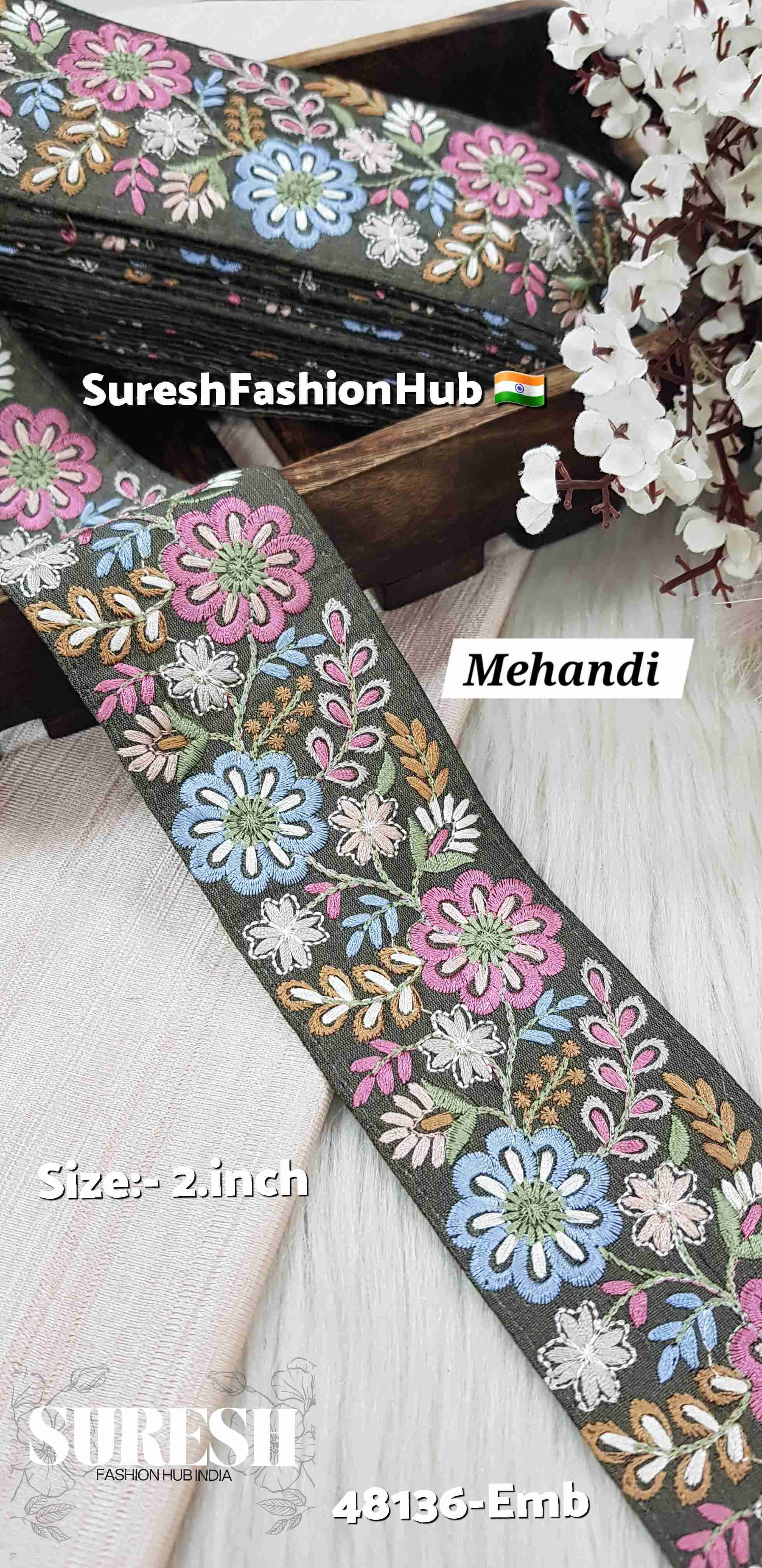 Mehendi Multi-Thread Floral Border