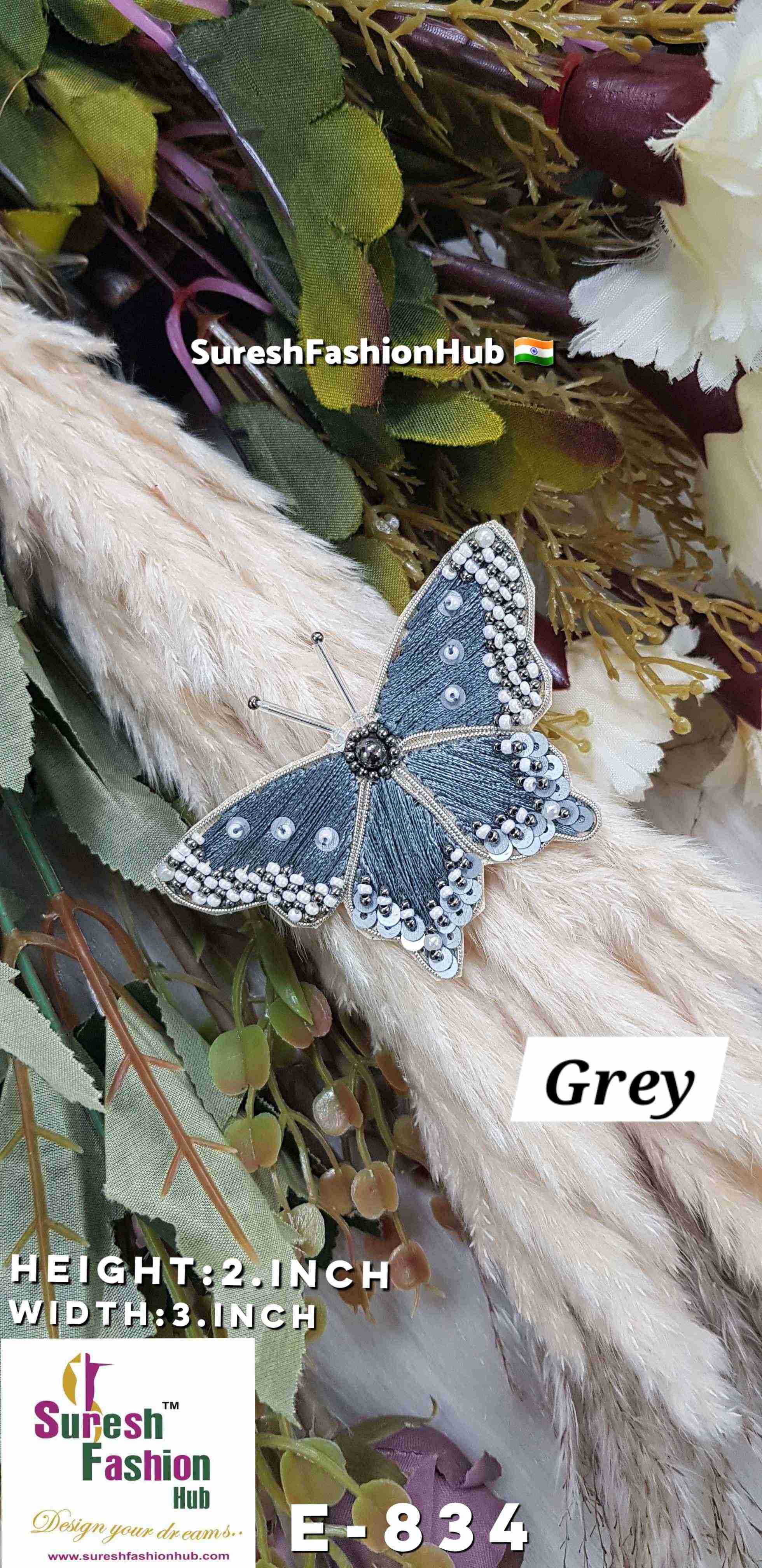 Enchanted Elegance Butterfly Patch - Grey