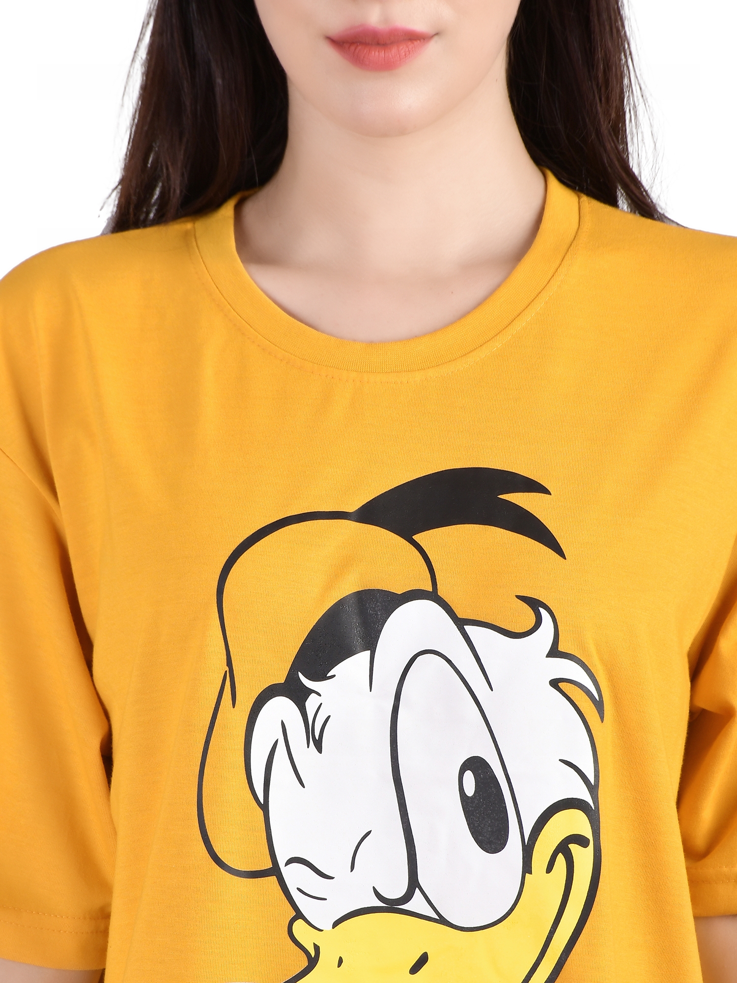 Cool Duck : Quirky Printed Oversized Women's Tees In Yellow Color