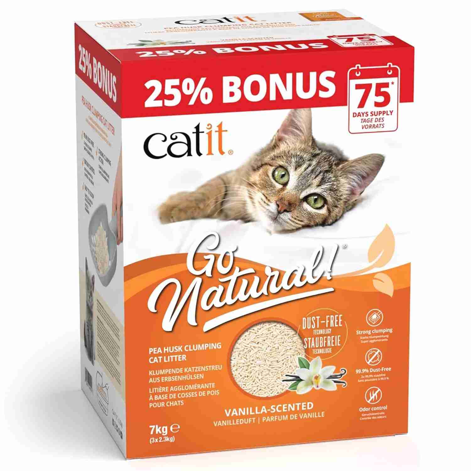 Catit Natural Pea Husk Cat Litter Vanilla Scent, 7 kg