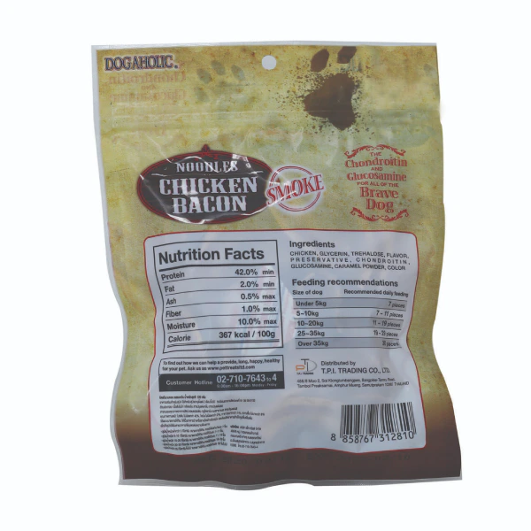 Dogaholic Noodles Chicken Bacon Strip Smoked Dog Treats - 130 g