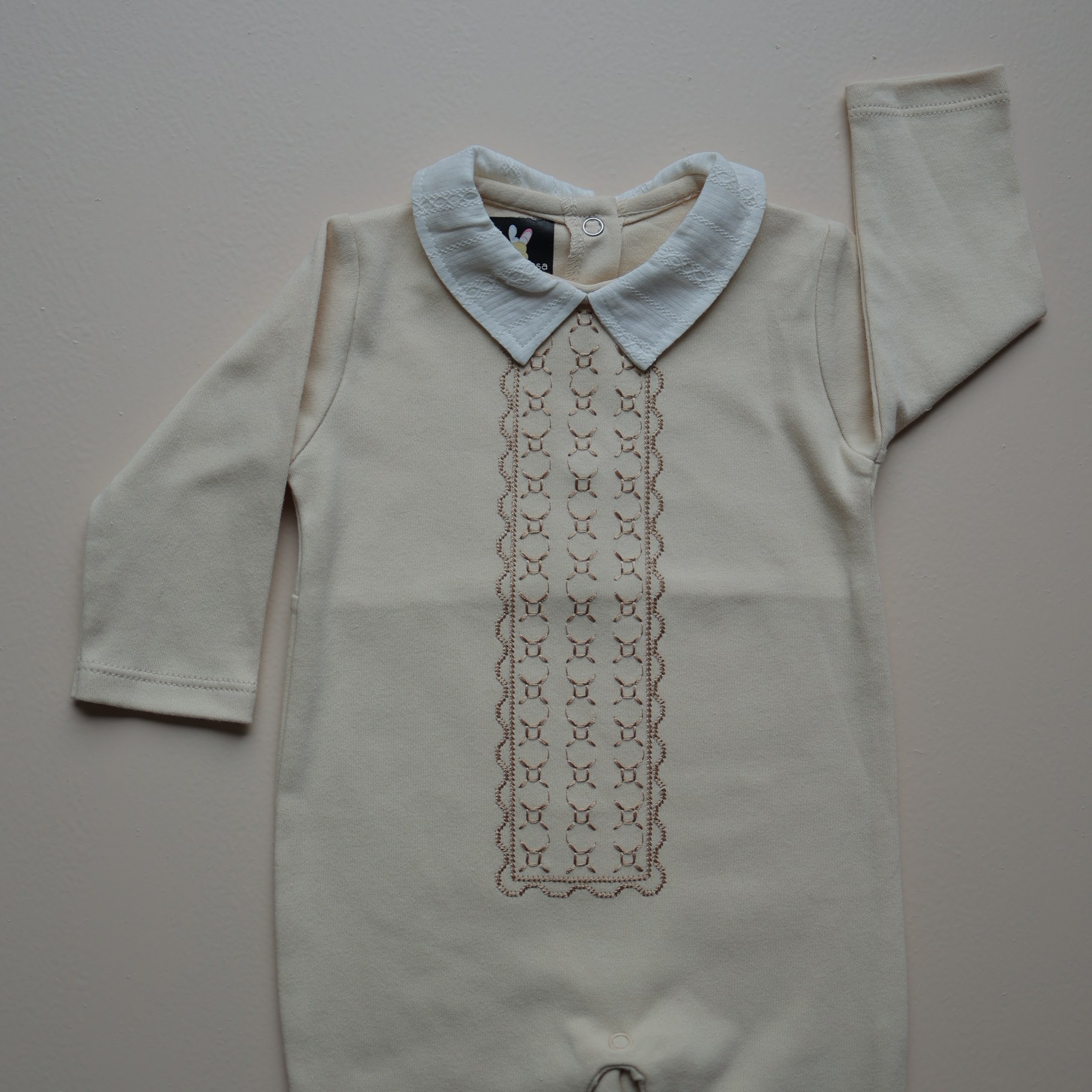 Cream Vintage Lace Panel Romper