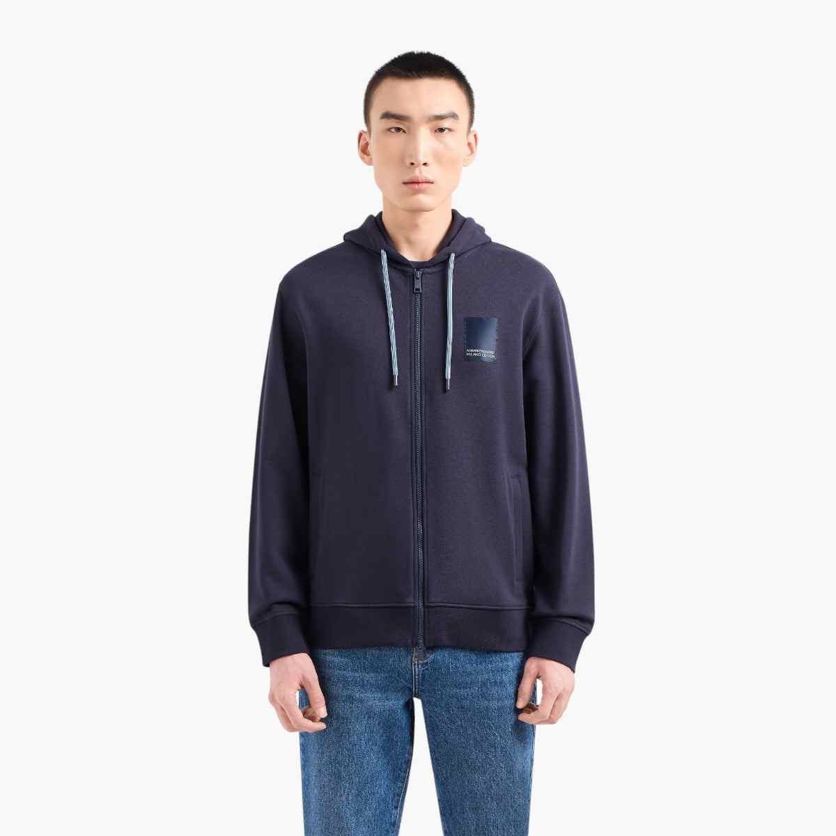 Milano Edition Hooded French Terry Cotton Zip Up Sweatshirt