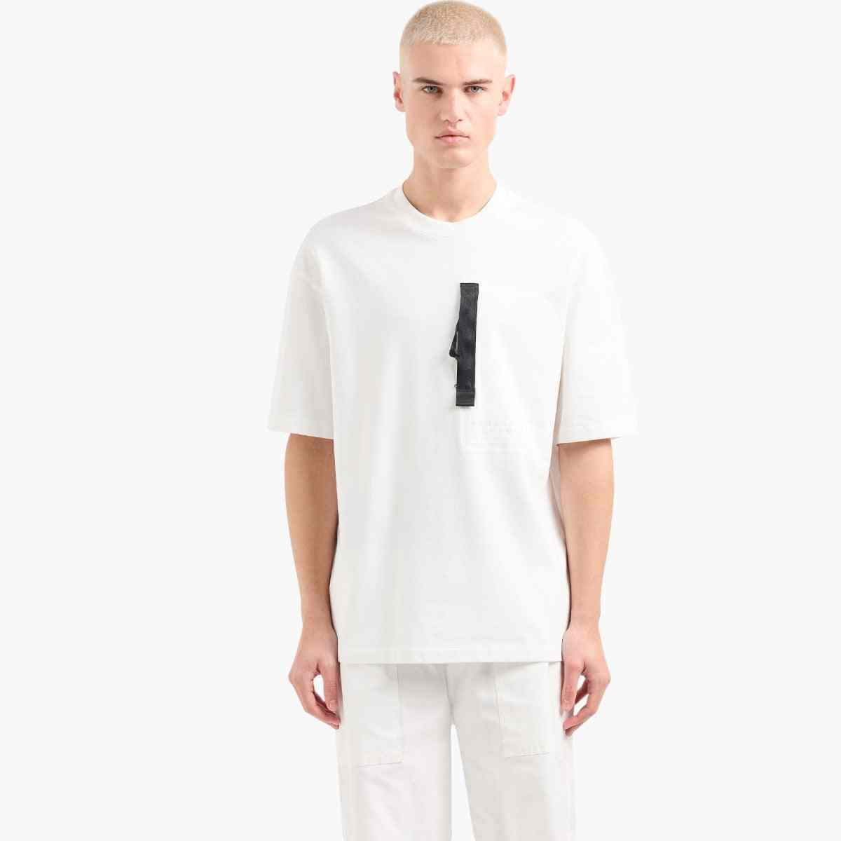 Cotton Crewneck Loose Fit T-Shirt With Front Pocket