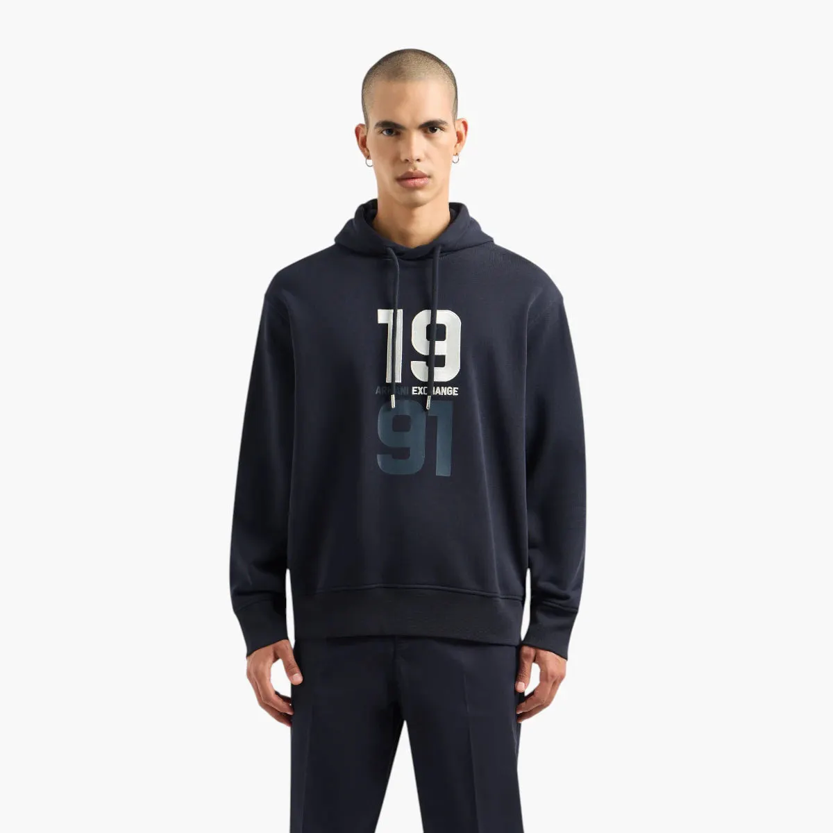 Regular Fit Cotton Hooded Sweatshirt With Bold Embroidered Branding