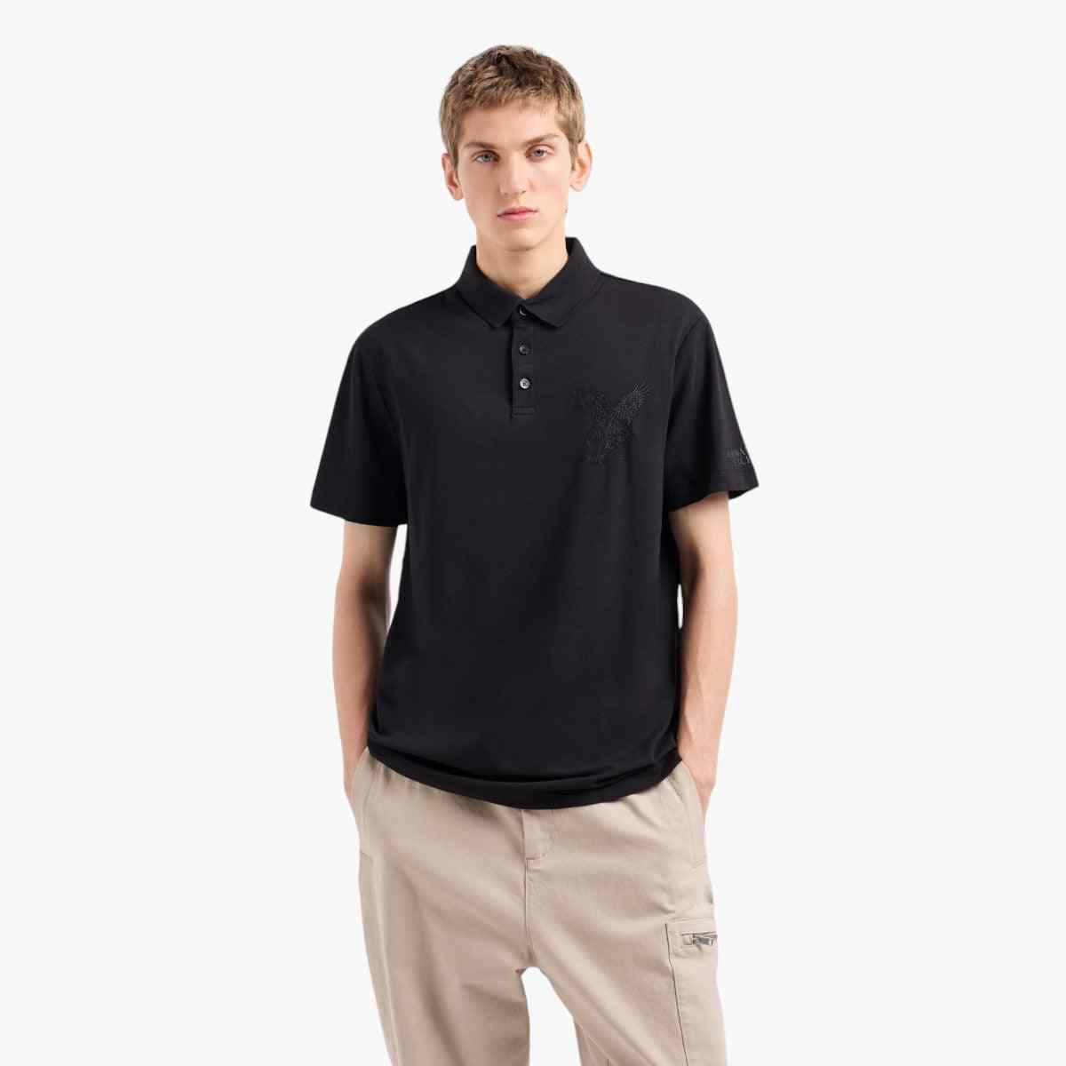 Regular Fit Cotton Polo With Embroidered Eagle Logo