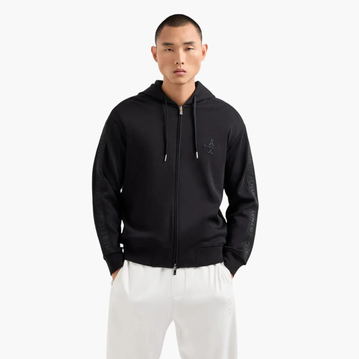 Regular Fit Cotton Zip Up Sweatshirt With Logo Tape And Embroidered Logo