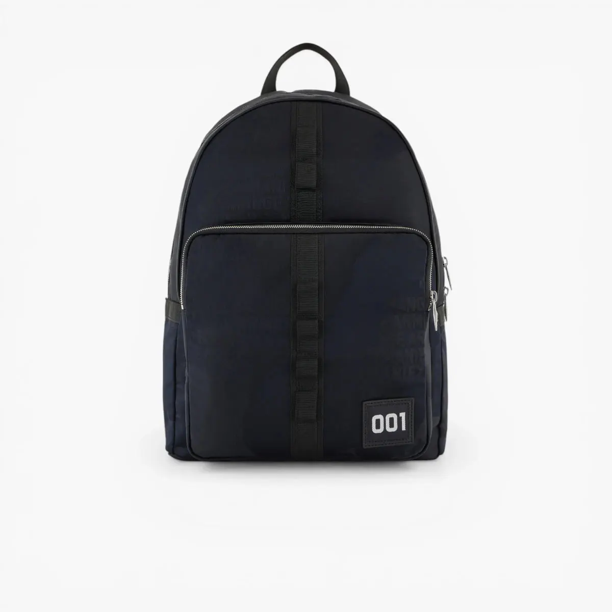 All Over Logo Backpack With Front Zip Closure And Laptop Compartment