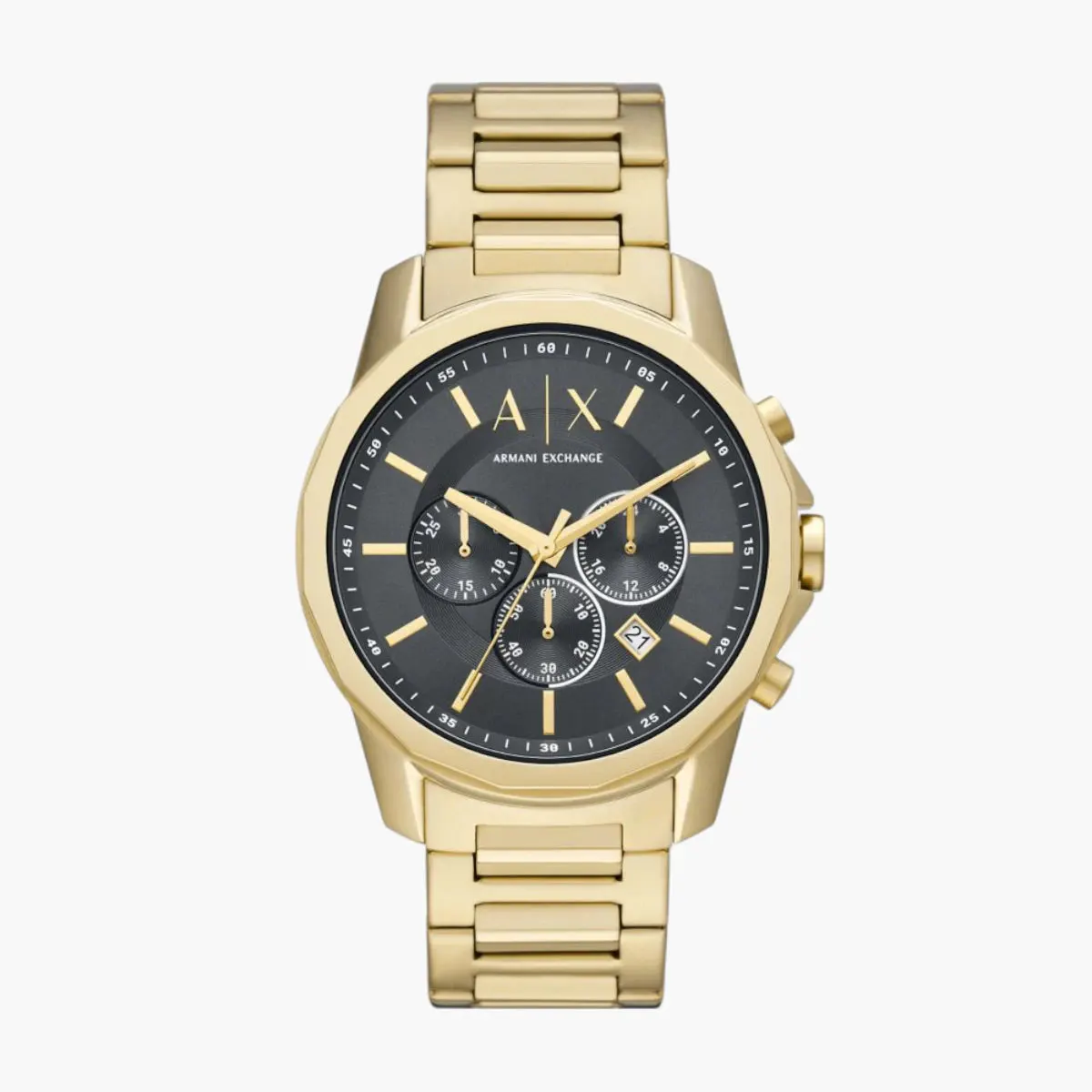 Gold Stainless Steel Round Watch