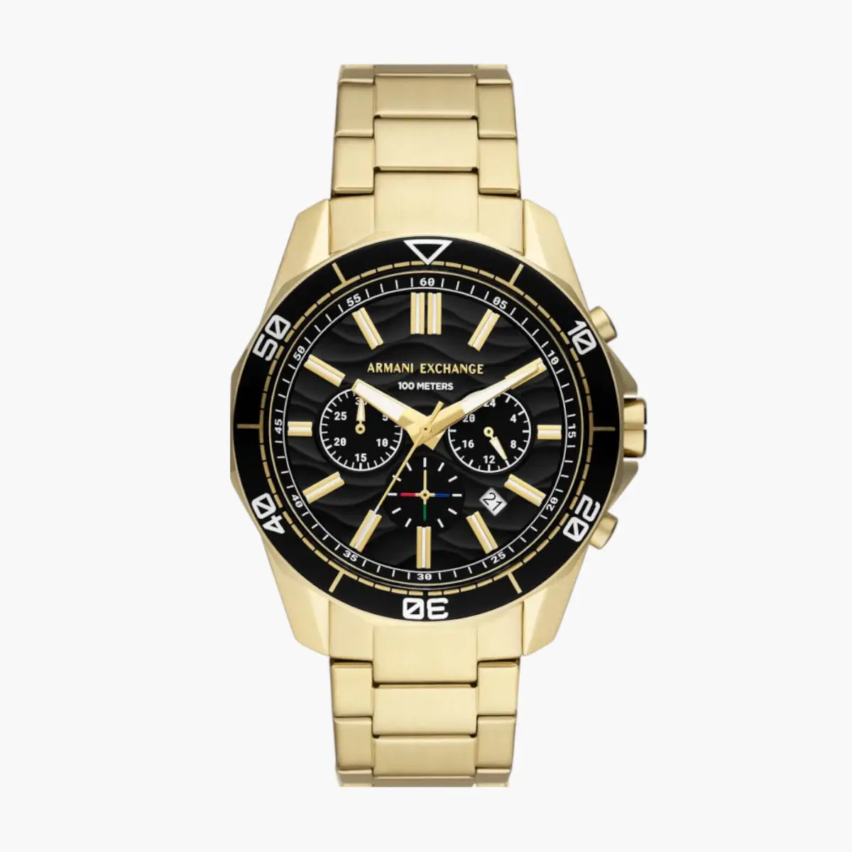 Gold Stainless Steel Round Watch