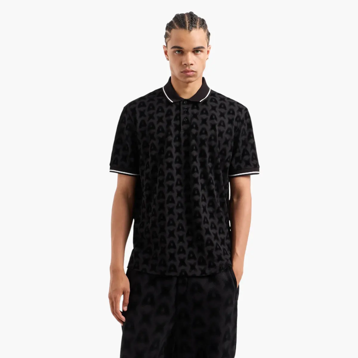 Regular Fit All Over Logo Cotton Polo Shirt