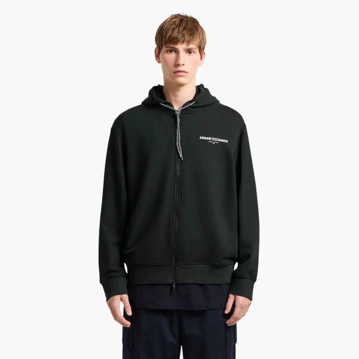 Regular Fit Milano New York Zip Up Cotton Sweatshirt With Contrast Branding