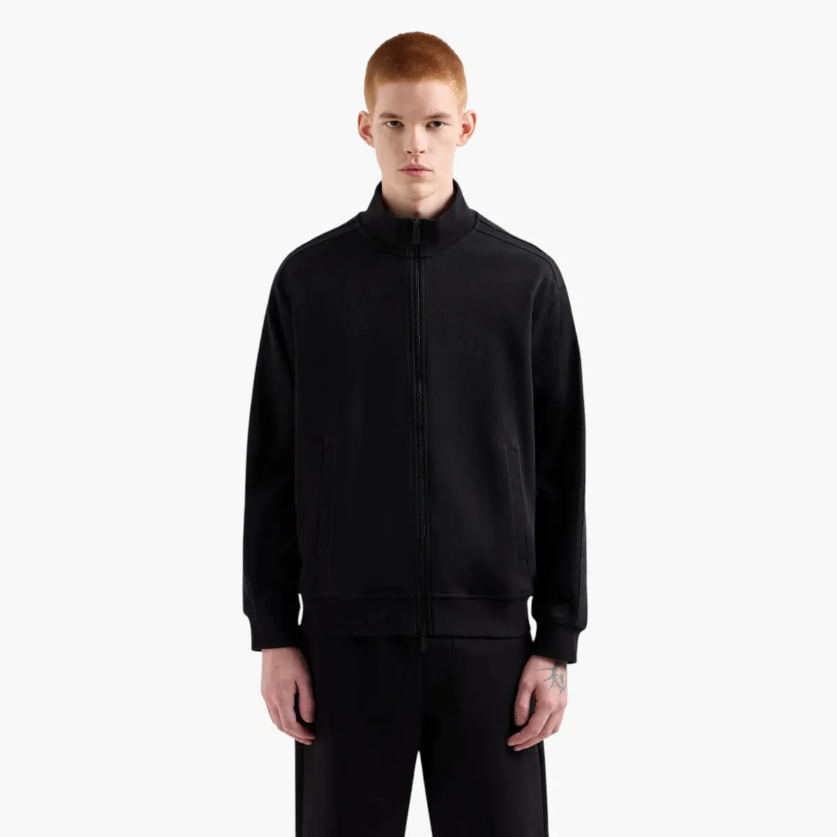 Regular Fit Cotton Zip Up Sweatshirt With Logo Tape And Dual Zip Closure