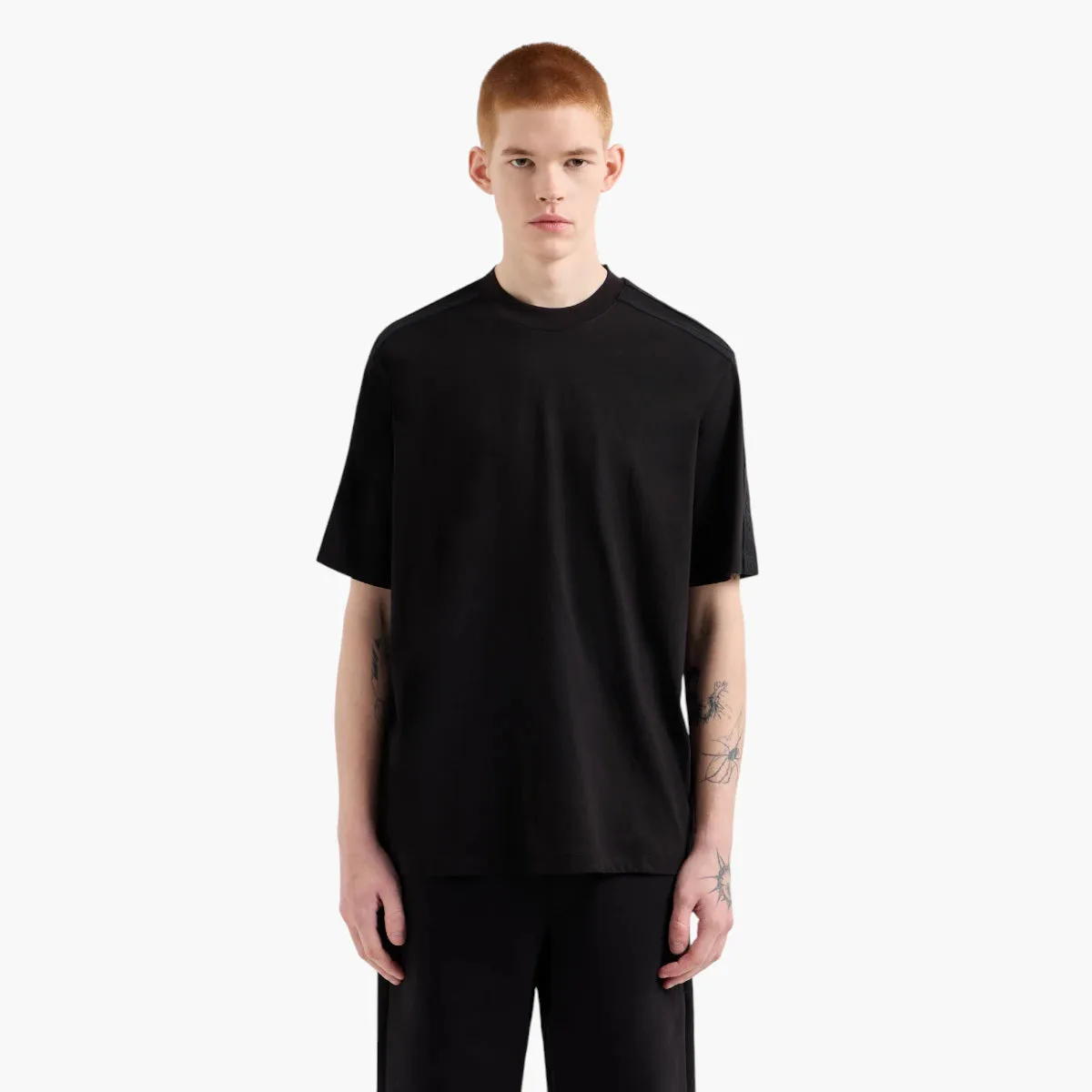 Regular Fit Cotton Crewneck T-Shirt With Contrasting Logo Tape