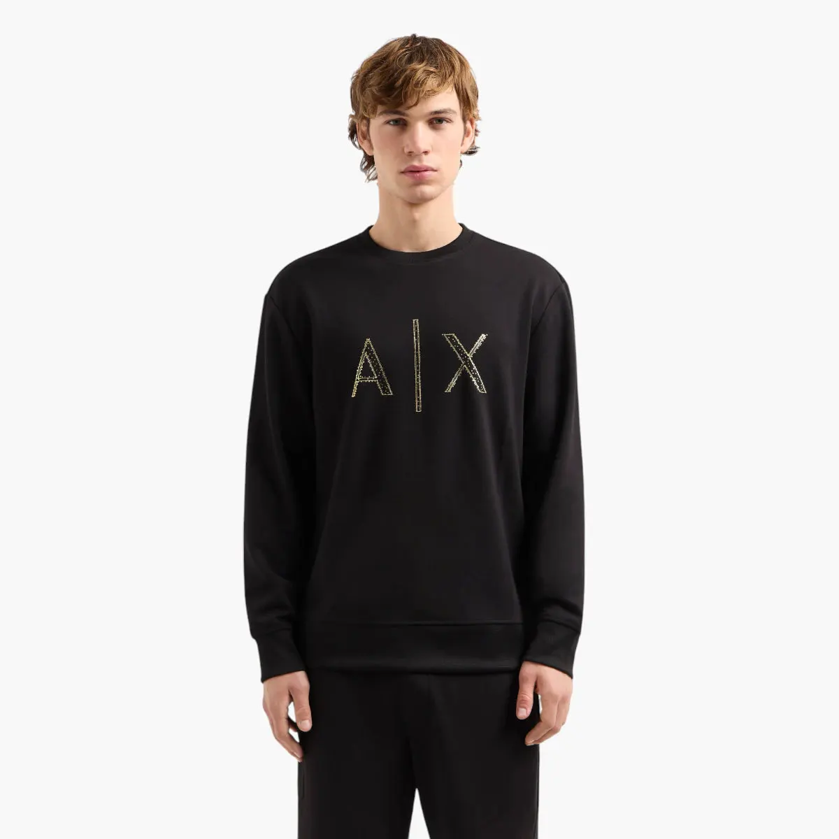 Regular Fit Crewneck Sweatshirt With Gold Rhinestone Branding