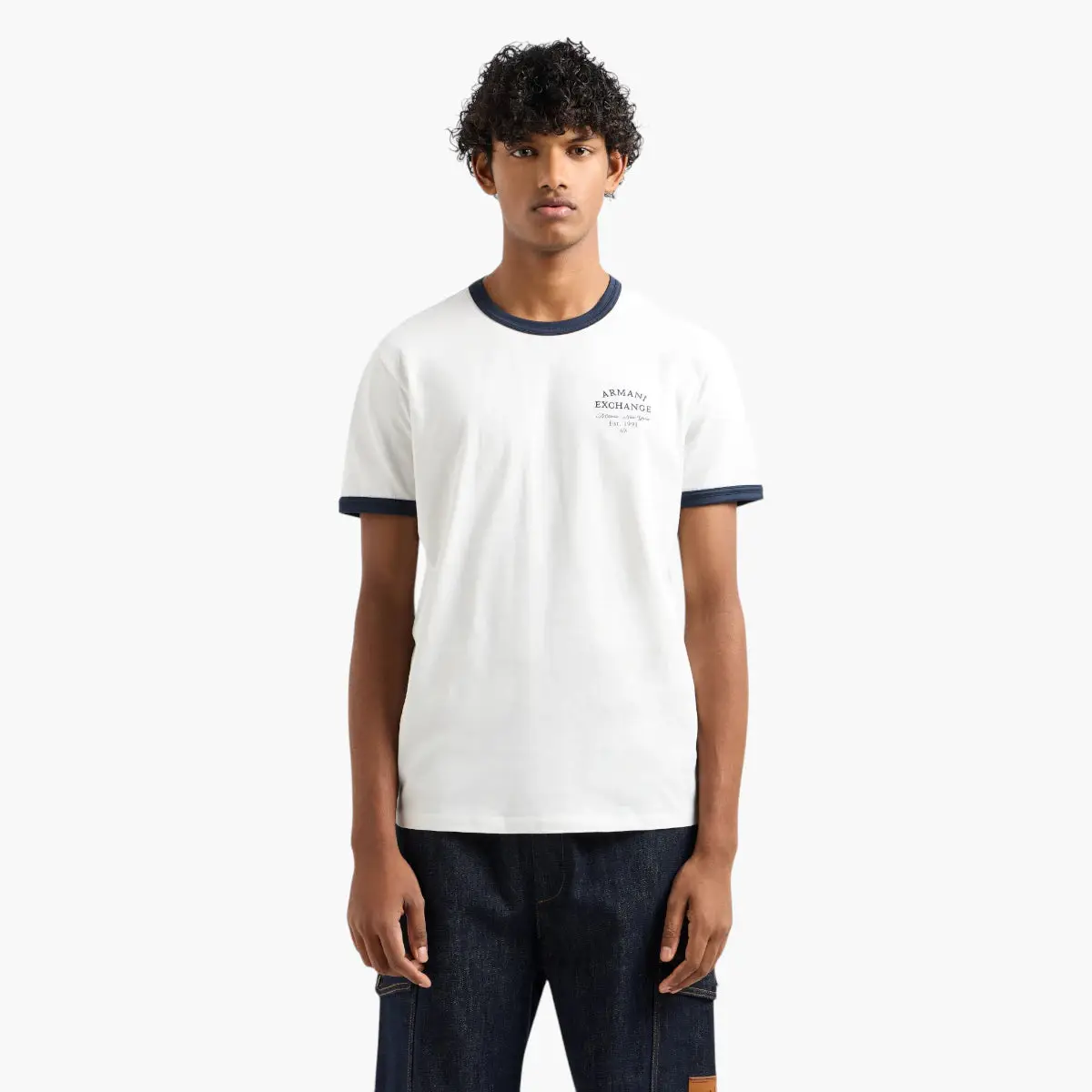Regular Fit Cotton Crewneck T-Shirt With Contrast Edging And Embroidered Branding