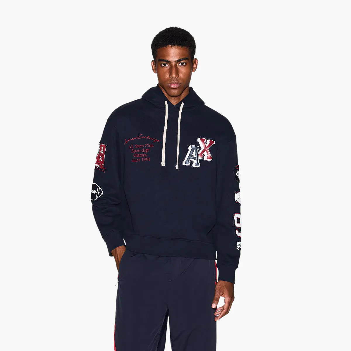 Regular Fit Cotton Hooded Sweatshirt With Multi Logo Design