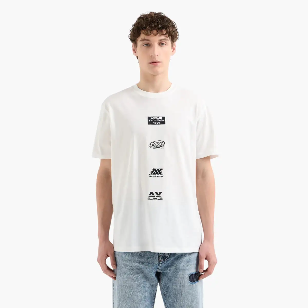 Regular Fit All Over Logo Cotton Crewneck T-Shirt