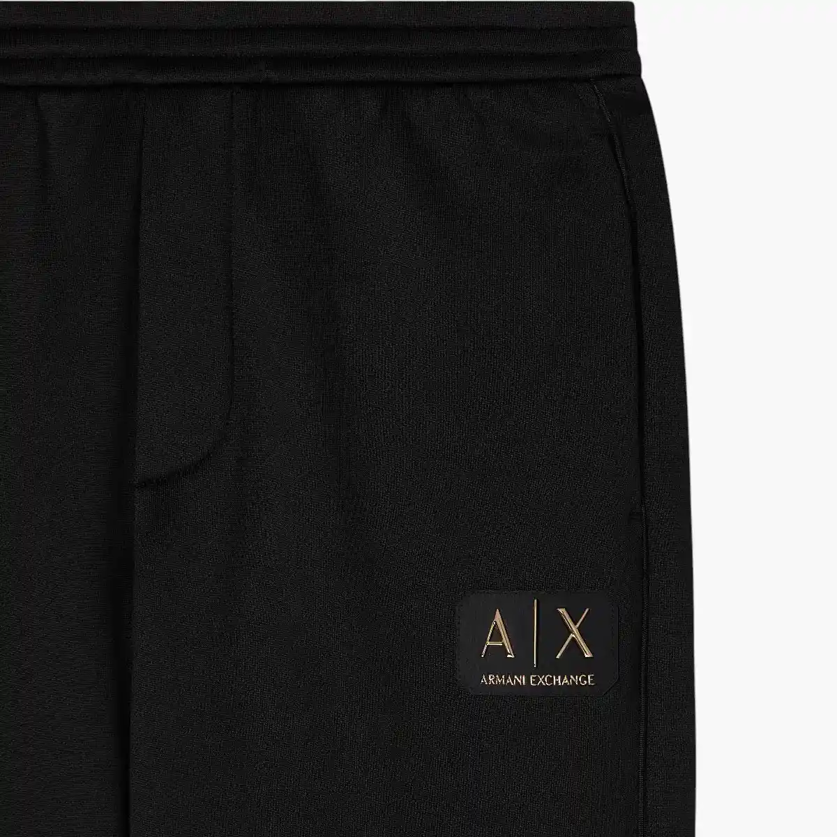 Black And Gold Relaxed Fit Jogger Pants With Logo Patch