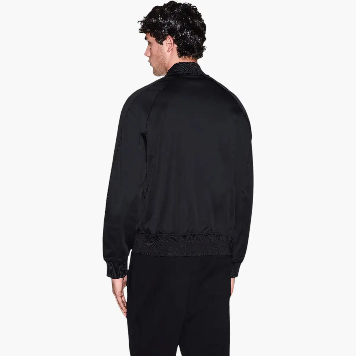 Black And Gold Dual Zip Bomber Jacket With A Logo Patch