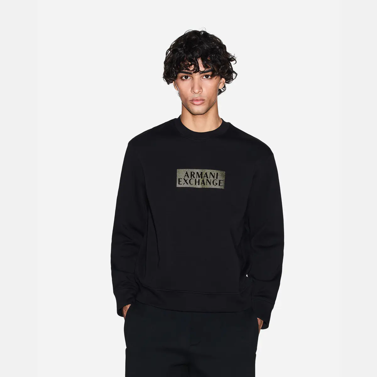 Regular Fit Cotton Crewneck Sweatshirt With Central Gold Branding